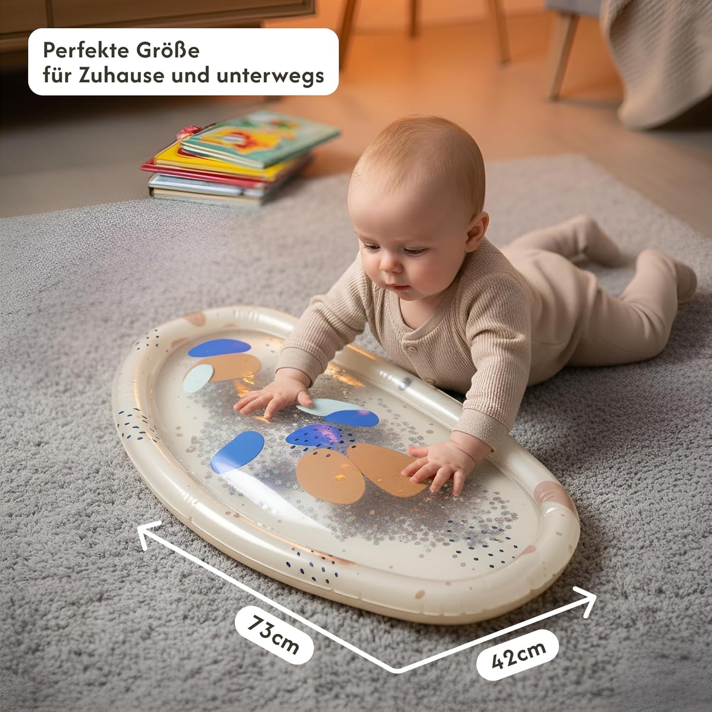 Hakuna Matte Baby Water Mat 73 x 42 cm - Tummy Time Water Mat from 3, 6 & 9 Months, Sensory Toy Baby with Glitter, Montessori Water Play Mat, Stomach Position Toy, Aquarium, BPA-Free, Odourless