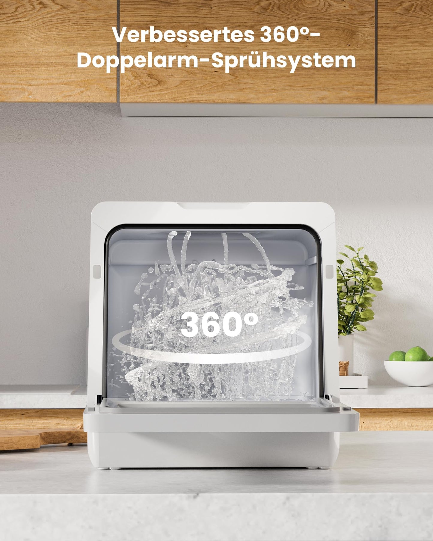 HAVA Dishwasher with Water Softener and Increased Energy Efficiency, Dishwasher with 8 Programmes, Child Lock & Delayed Start, No Installation Required