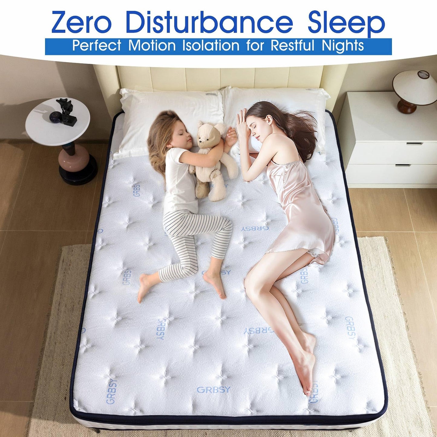 Grbsy Hybrid Mattress with Pocket Spring and 7-Zone Support, Memory Foam - Ergonomic Comfort and Motion Insulation, 180 x 200 x 26 cm