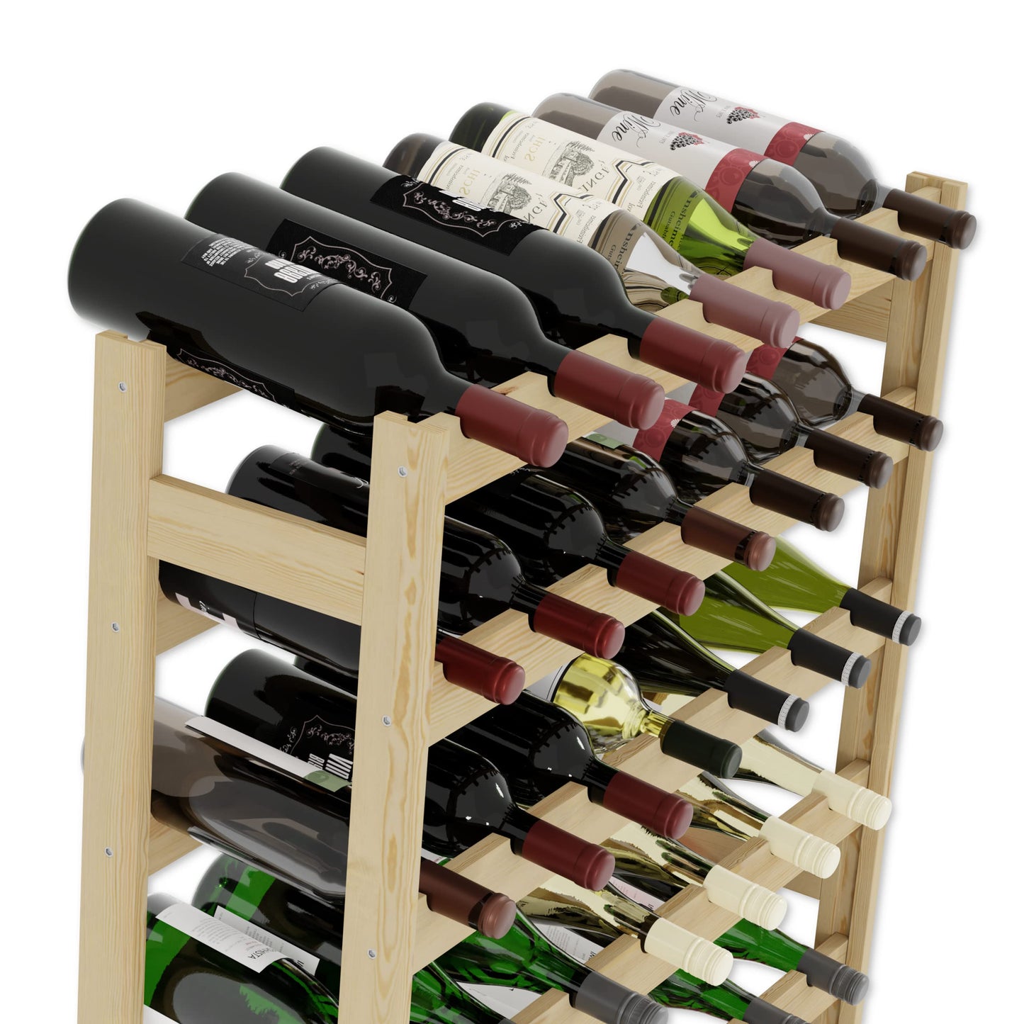 Lenmar, Wooden Wine Rack for Bottles, Natural, RW-1, Wine, Bottle Rack, Cellar Rack, Shelves, Bottle Holder (Natural, RW-1-42, 102 x 63 x 25, Brown, Holds 42 Bottles)