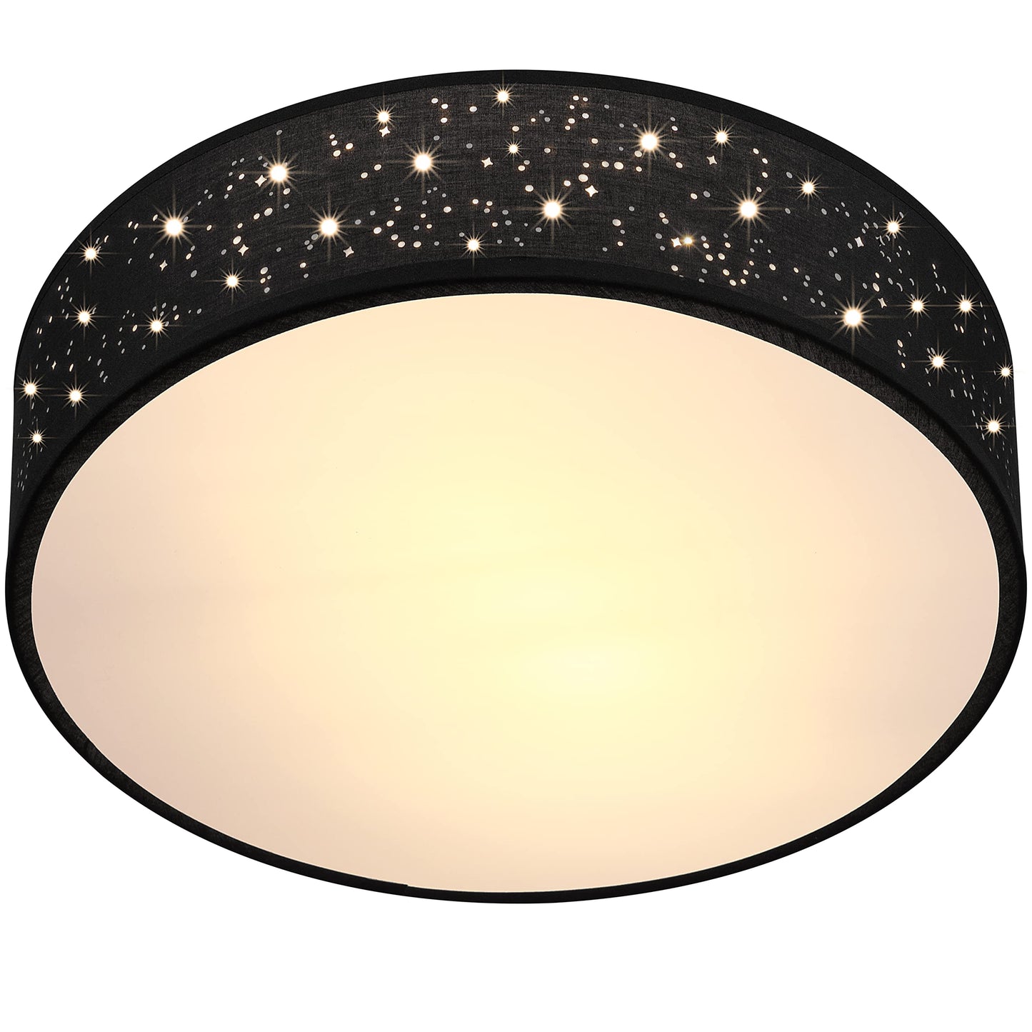 MONZANA® Ceiling Light Starry Sky Living Room Bedroom E27 Grey Round 38 cm Fabric Shade 2 Bulbs 40 W Kitchen Lamp Ceiling Light Fabric Ceiling Lamp