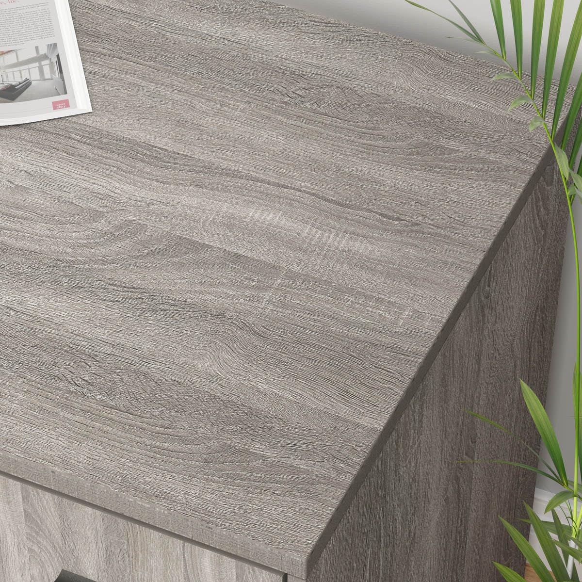 LVB White L Shaped Corner Desk with Drawers, Reversible Modern L Shaped Computer Desk with Storage Cabinets, Large L Shaped Wooden L Shaped Desk Metal L Shape