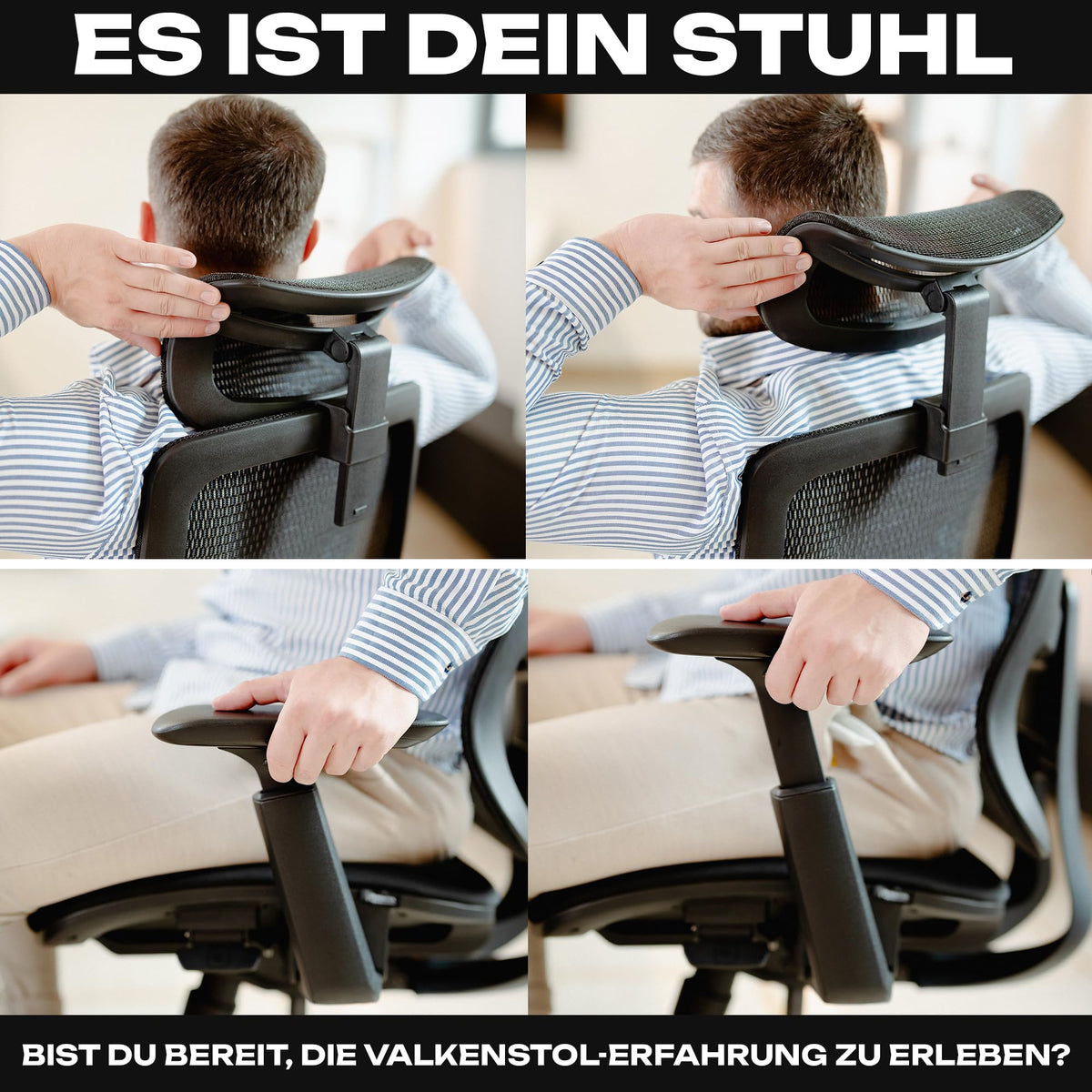 M2 Ergonomic Office Chair, Test Winner with Adjustable Armrest without Headrest for Maximum Freedom of Movement, Back-Friendly, Comfortable Desk Chair for Office and Home Office Chair