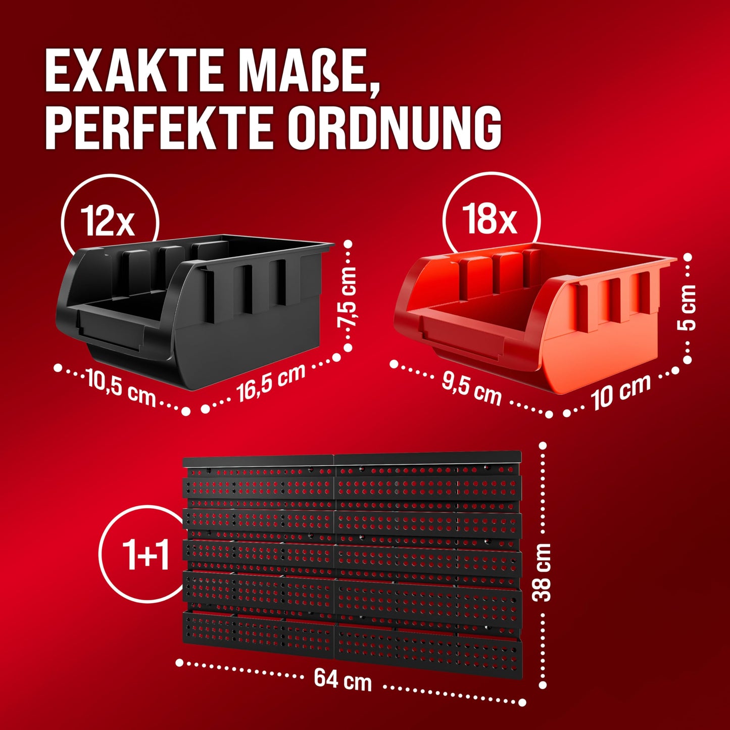 Deuba® Wall Shelf + Stacking Boxes - Extra Strong Wall Panels - Extendable Workshop Shelving