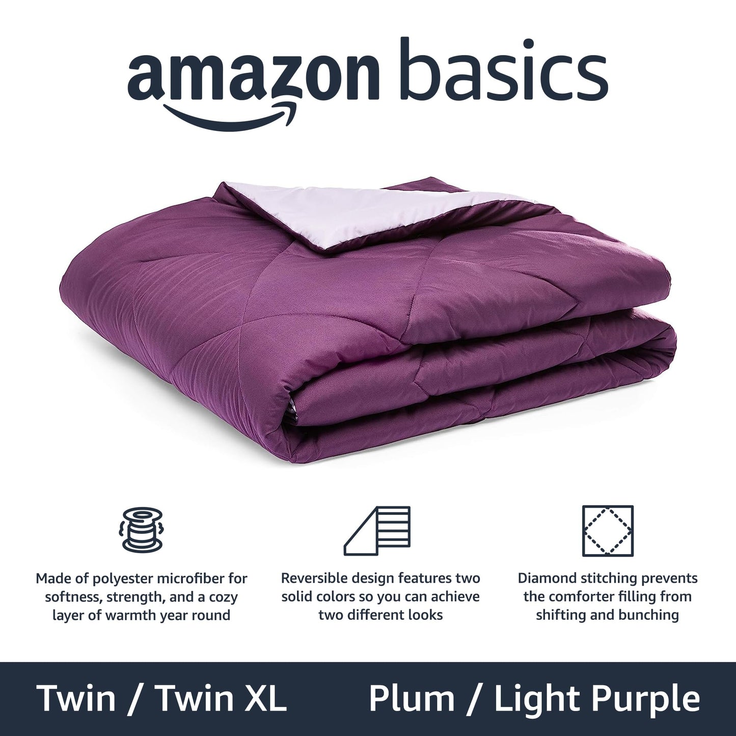 Amazon Basics Reversible Microfibre Quilt 140 x 200 cm Grey/Black