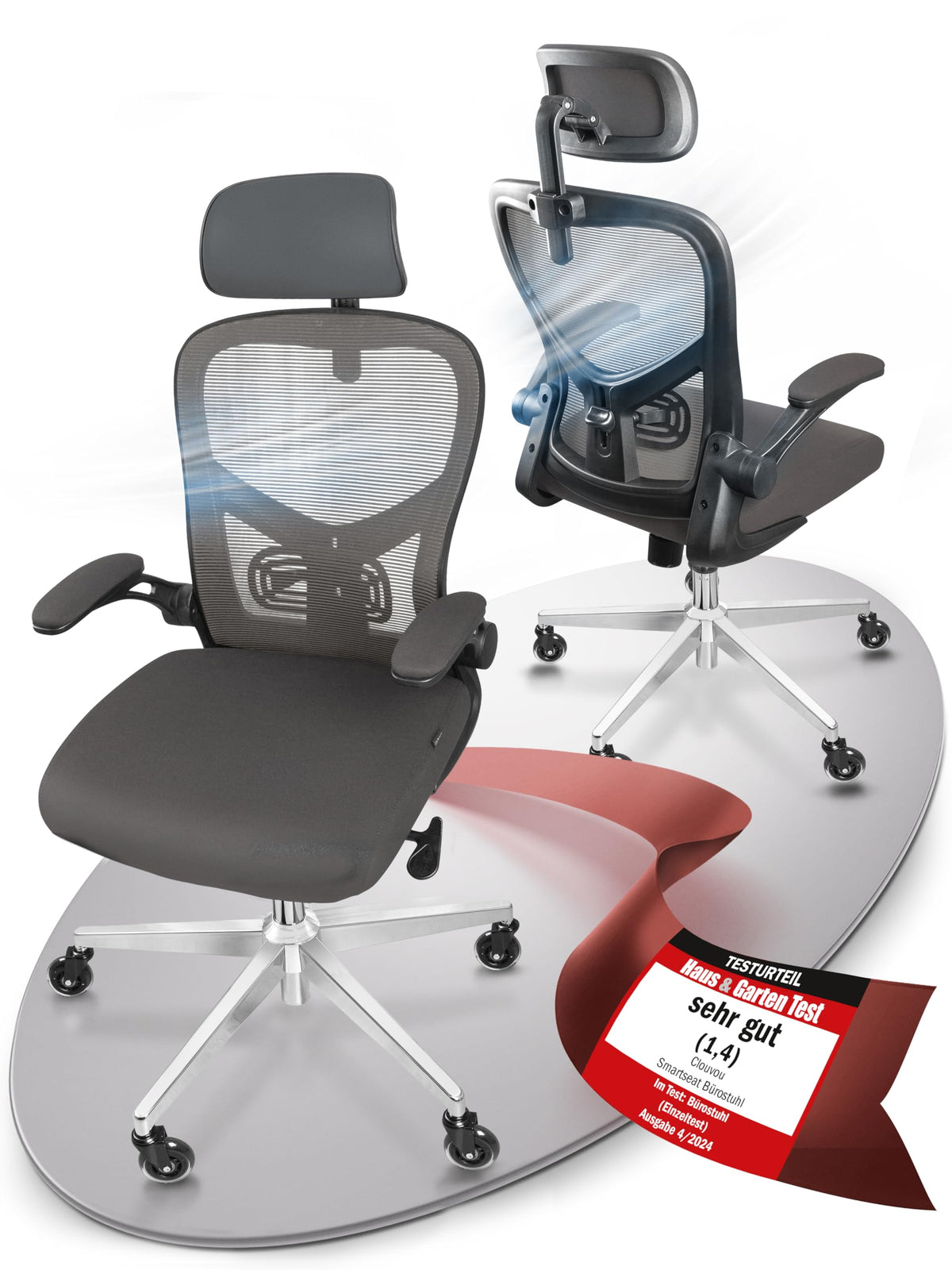 CLOUVOU BrightSeat Ergonomic Office Chair [Test Winner] Desk Chair 100% Individually Adjustable Office Chair & Gaming Chair Computer Chair Home Office Chair Ergonomic Swivel Chair 150 kg