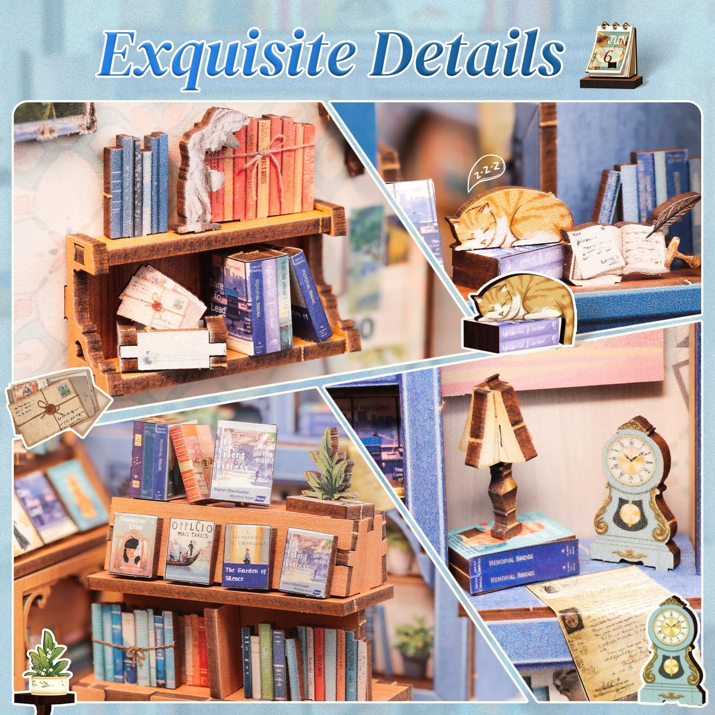 CUTEBEE Book Nook Kit – DIY Puppenhaus Häuser, Miniatur Haus Selber Bauen für Erwachsene, 3D-Holzpuzzle & Buchstütze | Kreatives Set für Bücherregal Dekor | Geschenk,199 PCS (Champs-Élysées Florist)