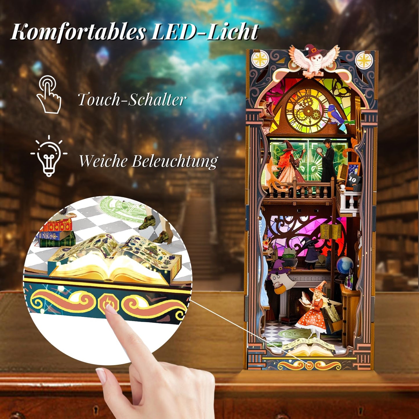 Book Nook Japan, Sakura Straße Booknook Japanischer Kit, 293PCS DIY Miniature House mit Licht, 3D Puzzle für Erwachsene und Heranwachsende, Japanische Deko Holzpuzzle Erwachsene Bücherregaldekoration