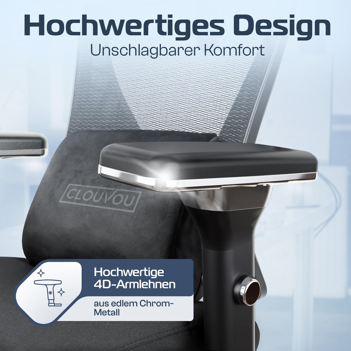 CLOUVOU BrightSeat Ergonomic Office Chair [Test Winner] Desk Chair 100% Individually Adjustable Office Chair & Gaming Chair Computer Chair Home Office Chair Ergonomic Swivel Chair 150 kg