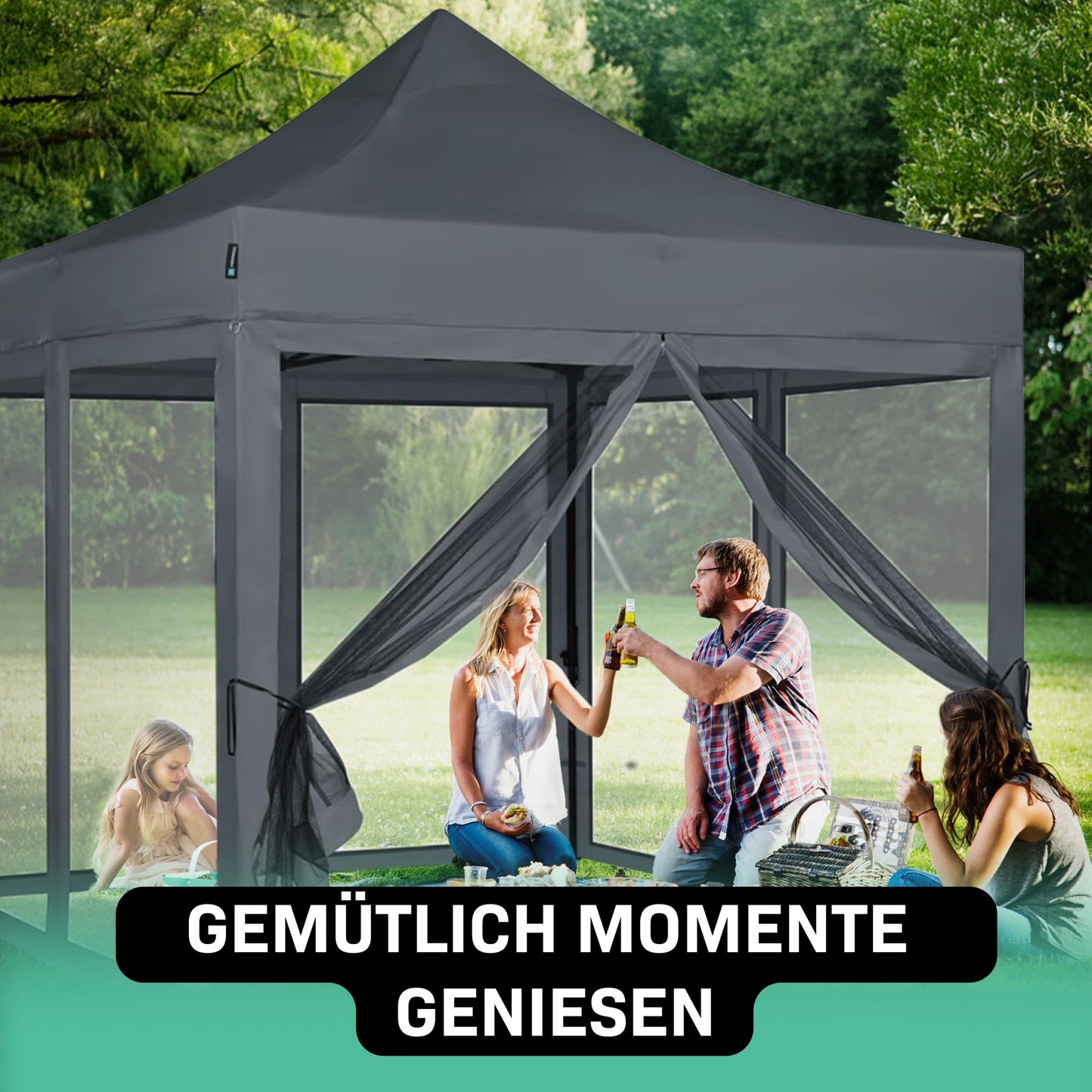 VONROC Gazebo 3 x 3 m Waterproof Stable – Party Tent EasyUp System [3Min Assembly] Pop-up Folding Gazebo Modular Expandable as Festival Tent, Garden Gazebo