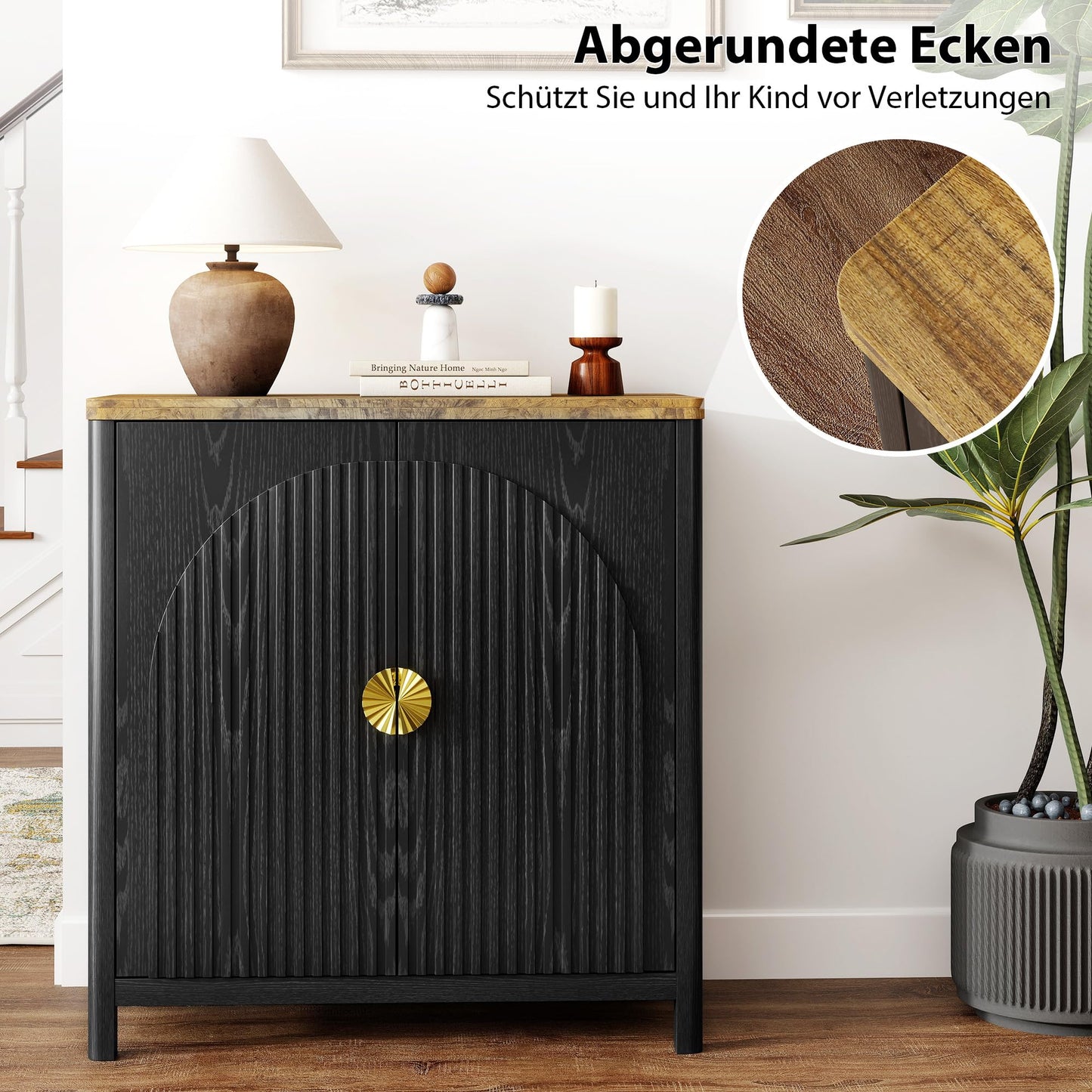 Lvifur Sideboard, Küchenschrank mit 2 Türen für Wohnzimmer, Küche, Esszimmer,80cm Breit Küchenbuffet aus Holz mit Arbeitsplatte & Ausreichend Stauraum für Flur