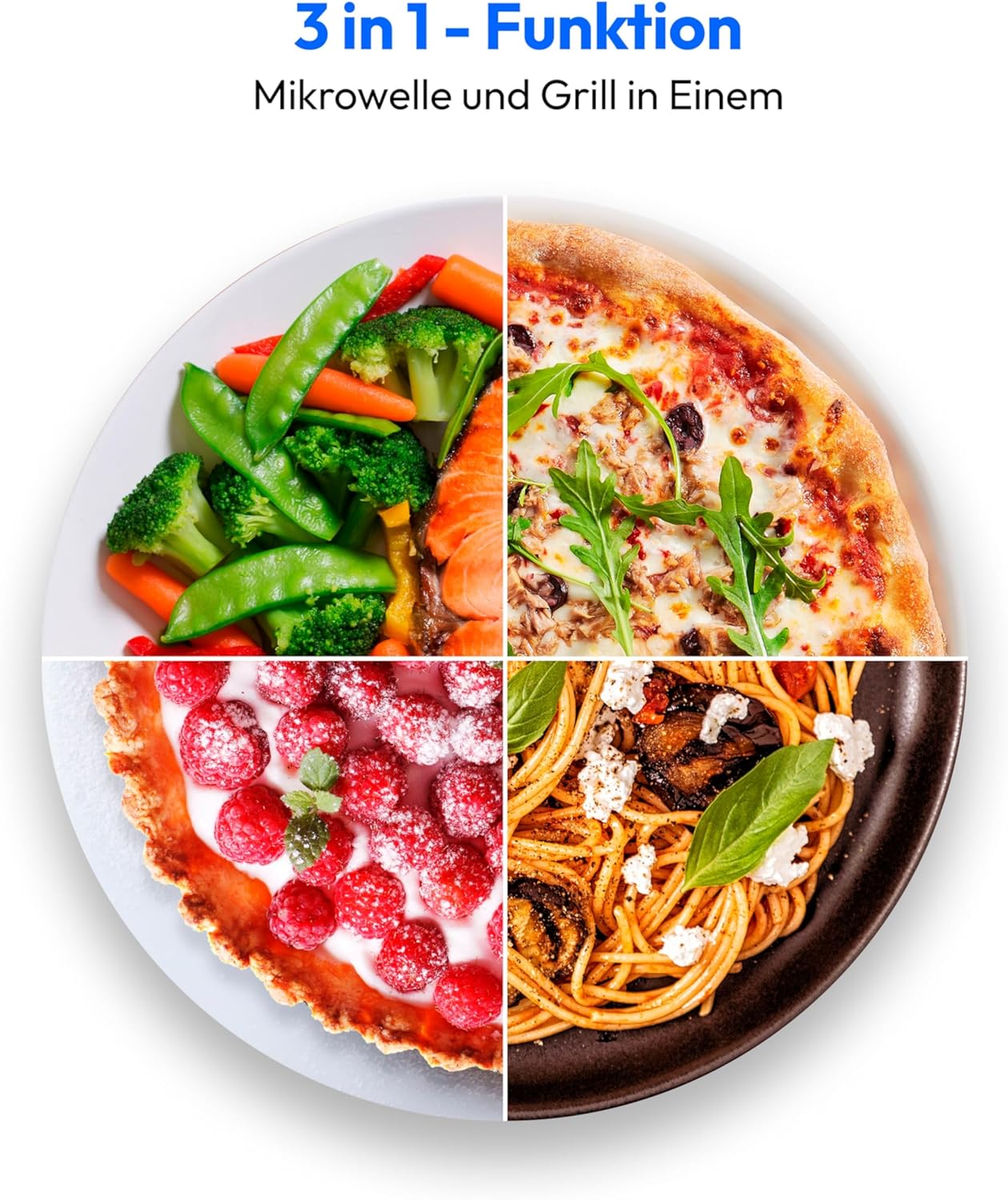 Medion MD 17495 3-in-1 Microwave with Grill and Hot Air Function (800 Watt Output, 1200 Watt Top Grill/Hot Air Output, 23 Litres) Silver