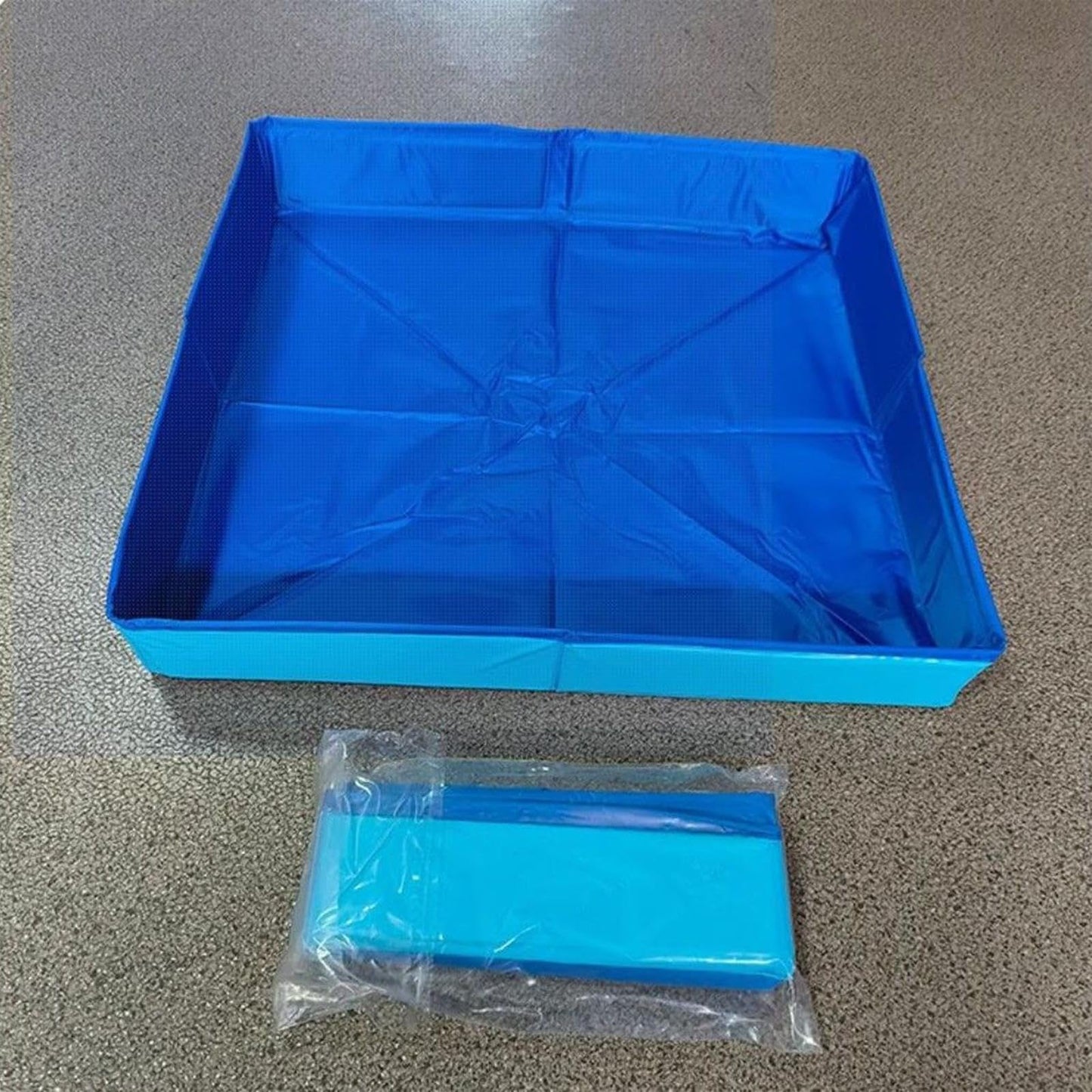 Hundepool, Planschbecken Faltbare für Hunde & Katzen, 50x50x10 cm Eckig Katzenpool, Hundebadewanne, Planschbecken ohne Aufblasen für Haustiere, Klappbar Schwimmbecken für Kleine Hunde & Katzen (A)