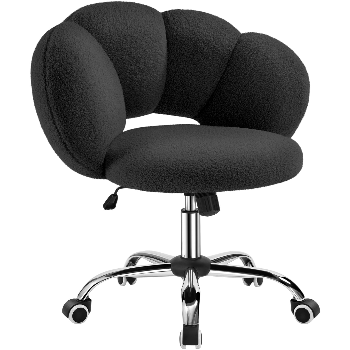 Yaheetech Desk Chair, Office Chair, Ergonomic Office Chair in Cloud Shape, Dressing Table Chair, Maximum Load 136 kg, Computer Chair, Height Adjustable, for Bedroom, Office, Living Room, White