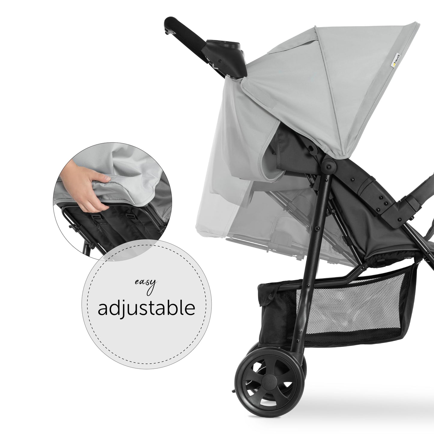 hauck Citi Neo II, Caviar/Stone - 3 Wheeled Pushchair with Raincover, Cup Holder & Tray, Lightweight (only 7.5 kg), Compact & One Hand Folding, XL Basket, from Birth up to 22 kg