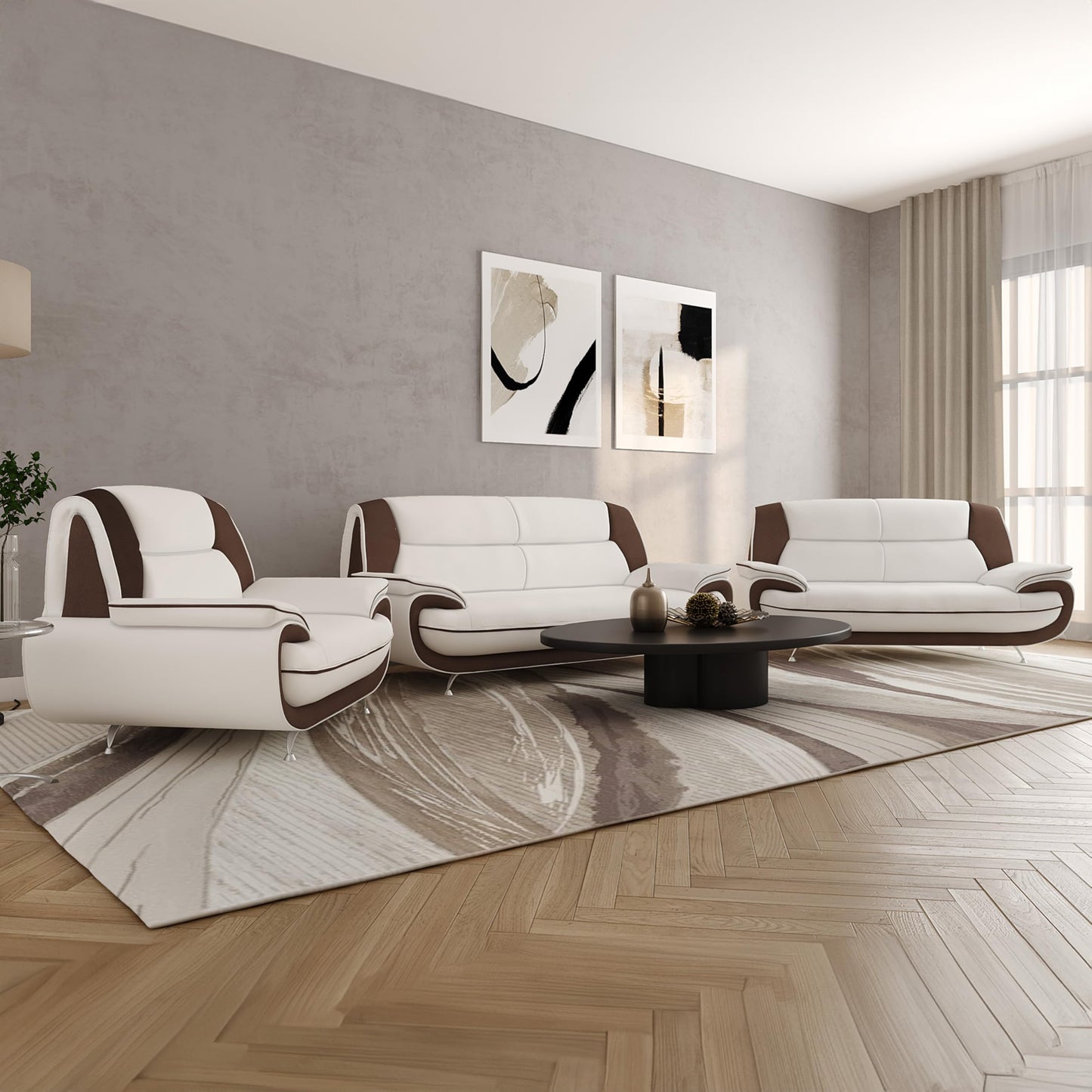 Sofa Set 3-2-1 for Living Room - Comfortable Couch Set with 3-Seater, 2-Seater & Armchair - Elegant Sofa Set with Fabric Cover - Without Sleep Function - Comfortable Padding - Modern Design