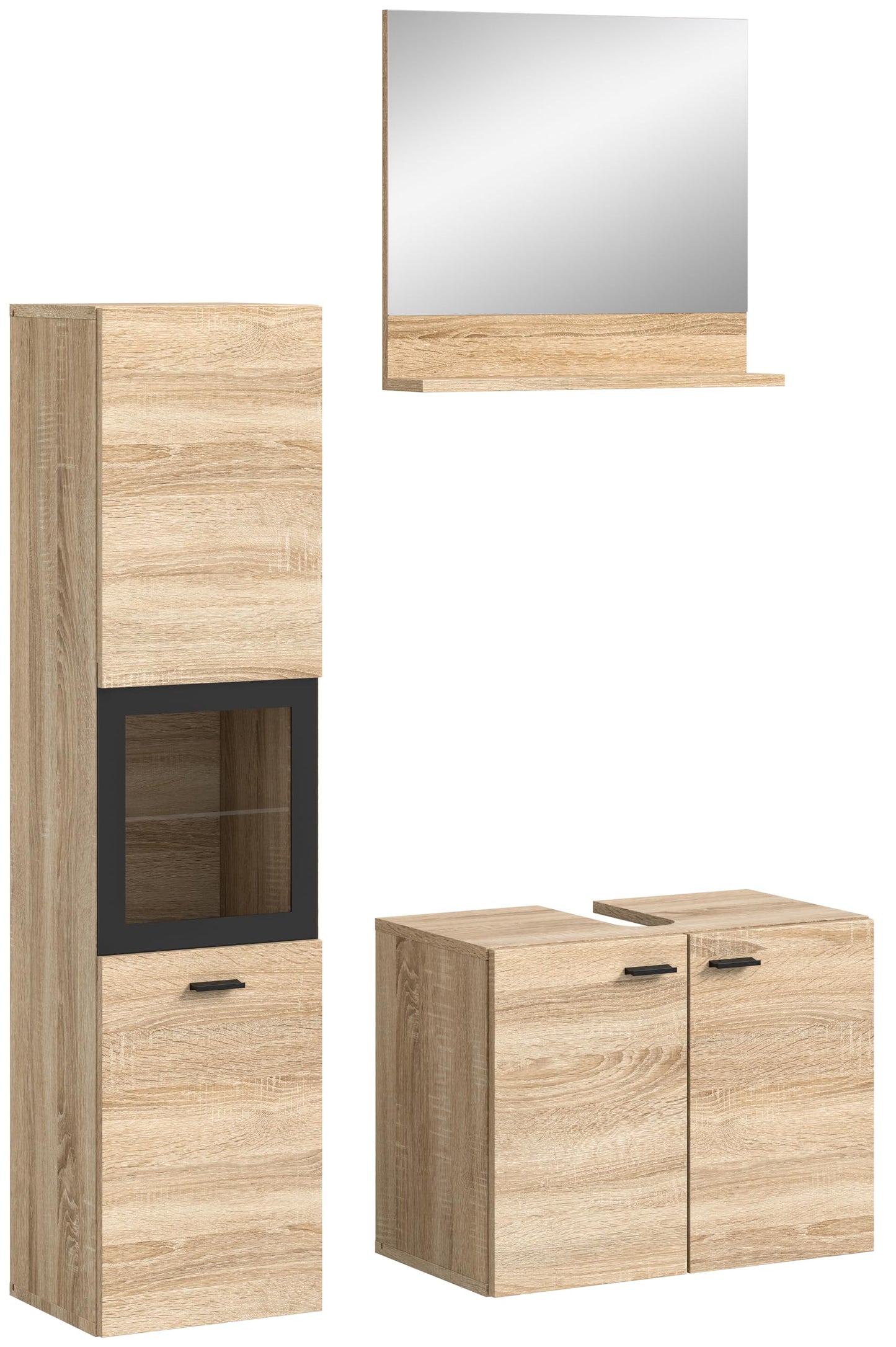 Boston Bathroom Cabinet, Standing Wall Cabinet, Hanging Cabinet, Wall Cabinet, Sonoma Oak Wood, Approx. 30 x 80 x 29 cm, Floor Standing/Hanging Mountable