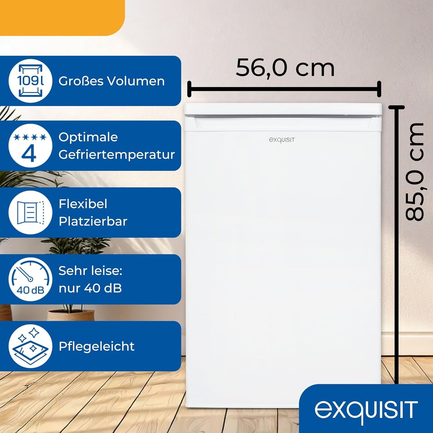 Exquisit KS516-4-E-040E Fridge Freezer 109 Litres Small Fridge Height 85 cm High Freestanding Compact White