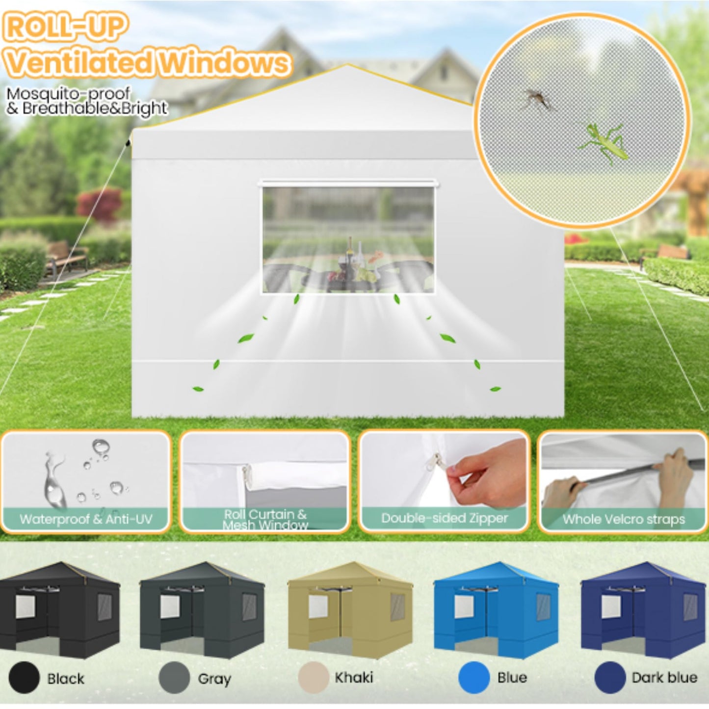 COBIZI Pavillon 3x6,Faltpavillon 3x6 Wasserdicht Stabil Winterfest, Sofort aufklappbare Vordächer Outdoor Gartenzelt mit 6 Seitenteilen, für Party Garten Festival, Weiß