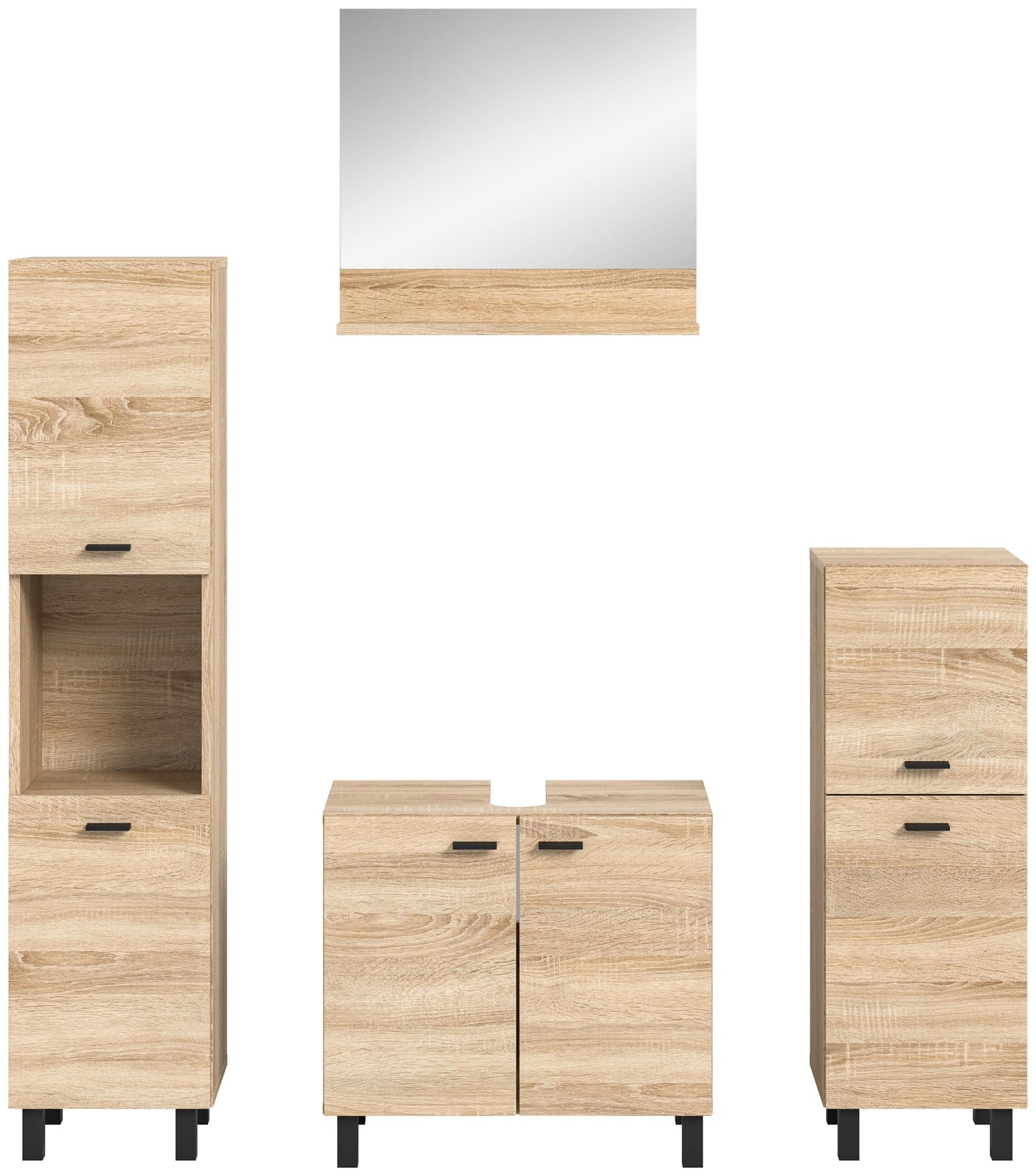 Boston Bathroom Cabinet, Standing Wall Cabinet, Hanging Cabinet, Wall Cabinet, Sonoma Oak Wood, Approx. 30 x 80 x 29 cm, Floor Standing/Hanging Mountable