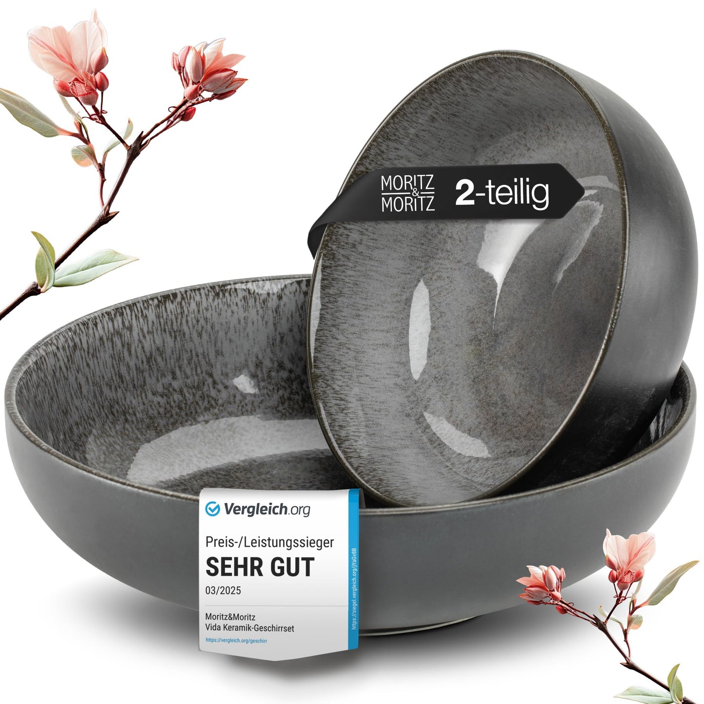 Moritz & Moritz Vida 18-Piece Crockery Set for 6 People, Elegant Plate Set Made of High-Quality Porcelain, Crockery Consisting of 6 x Dinner Plates, 6 x Dessert Plates, 6 x Soup Plates