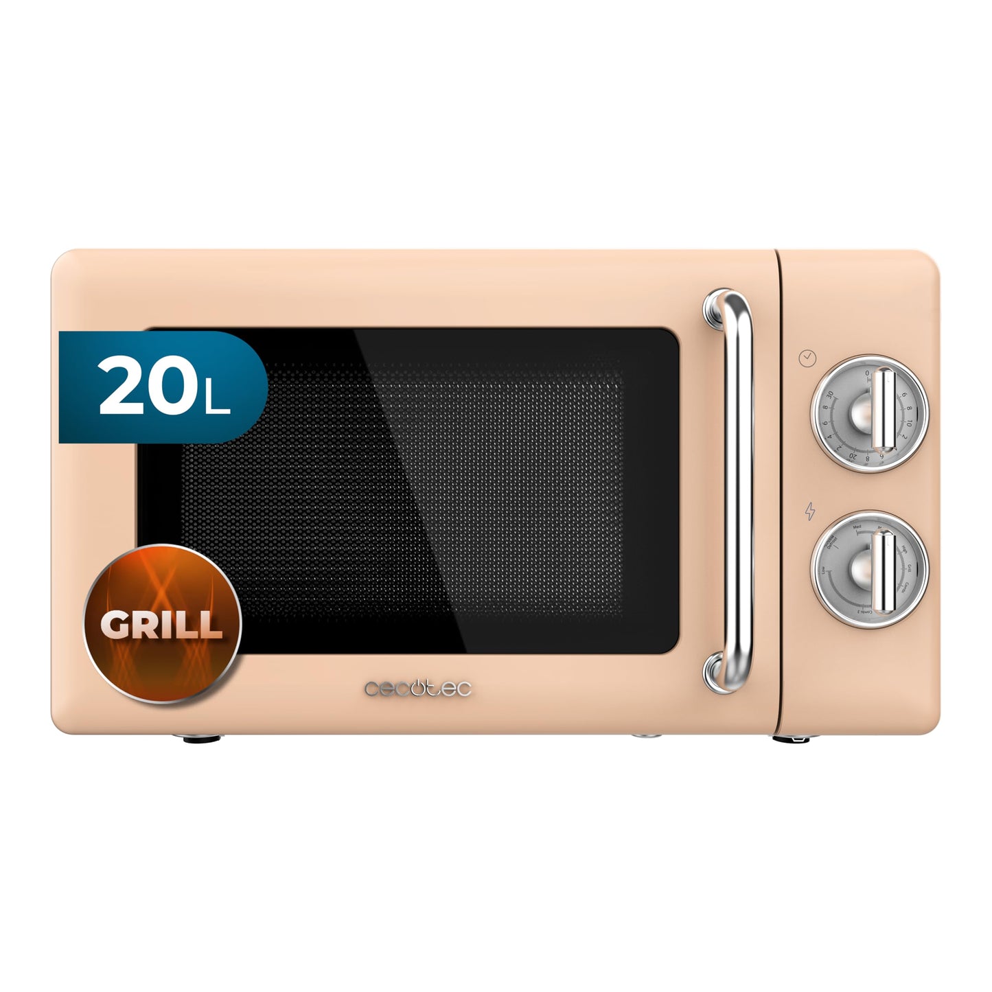 Cecotec Proclean 5110 20L Retro Beige 700W 5 Level Digital Microwave with Grill - 60 Minutes Timer - 8 Programmes and Defrost Mode - Vintage Beige