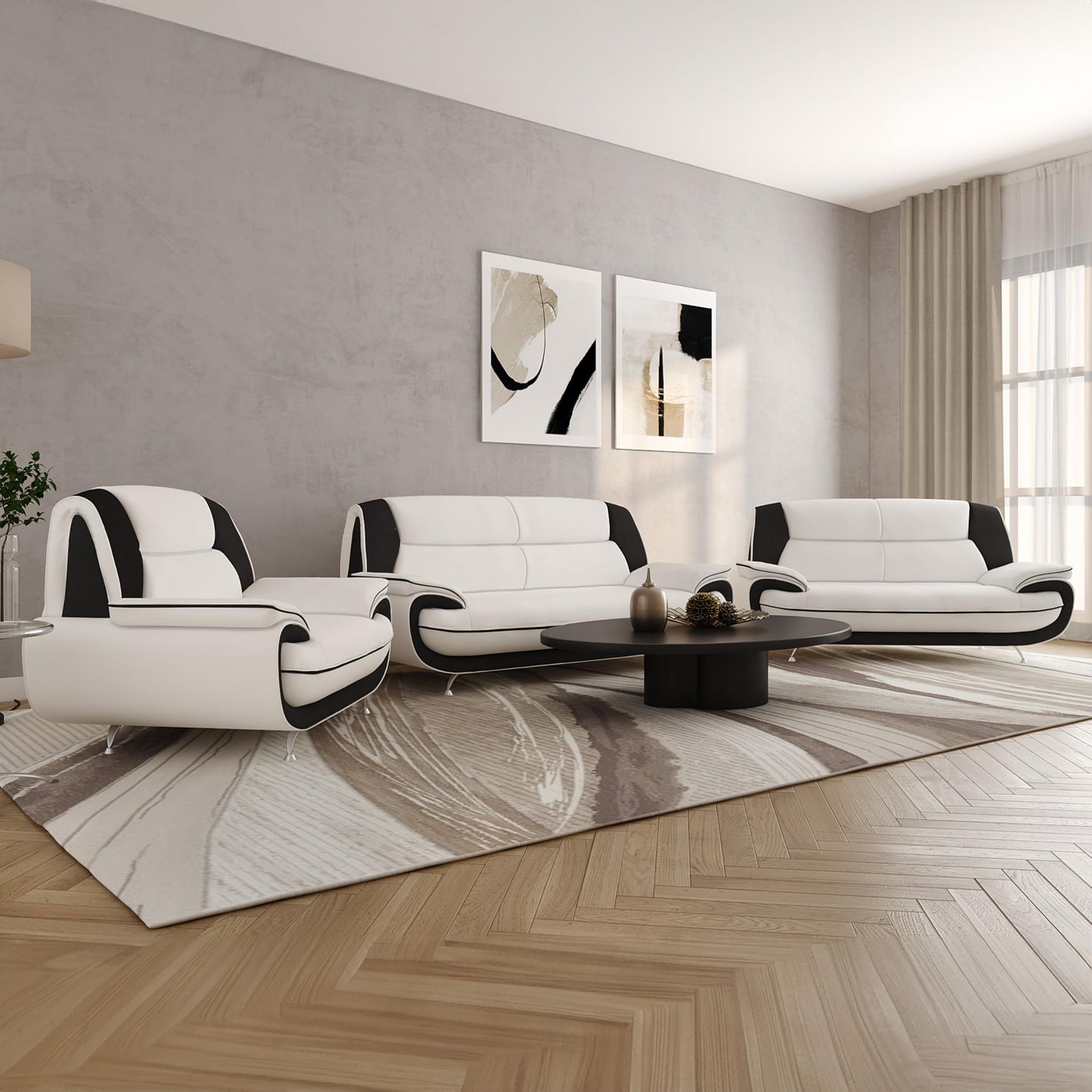 Sofa Set 3-2-1 for Living Room - Comfortable Couch Set with 3-Seater, 2-Seater & Armchair - Elegant Sofa Set with Fabric Cover - Without Sleep Function - Comfortable Padding - Modern Design