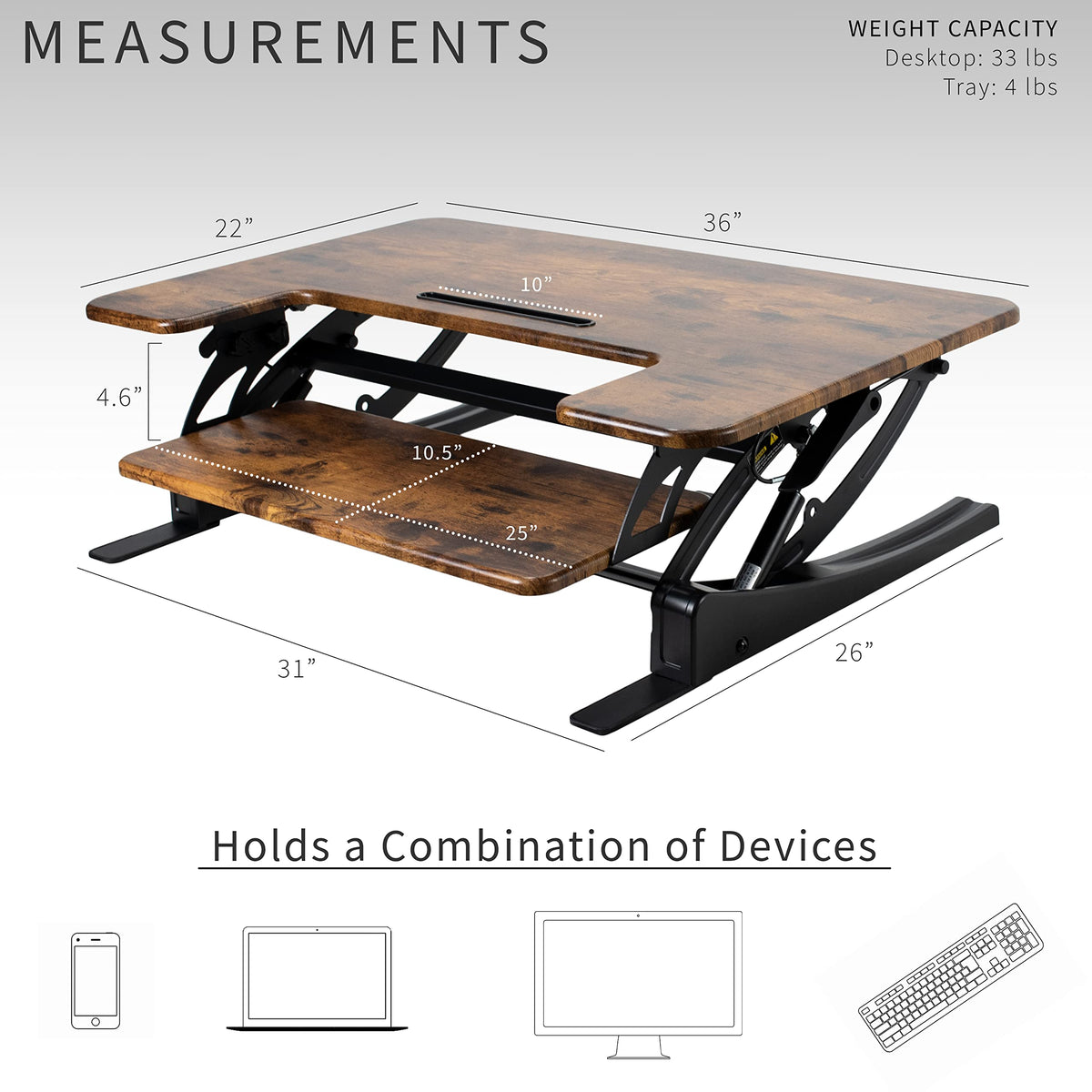 Vivo Black Height Adjustable 36" Stand up Desk Converter | Quick Sit to Stand Tabletop Monitor Riser (DESK-V000V)
