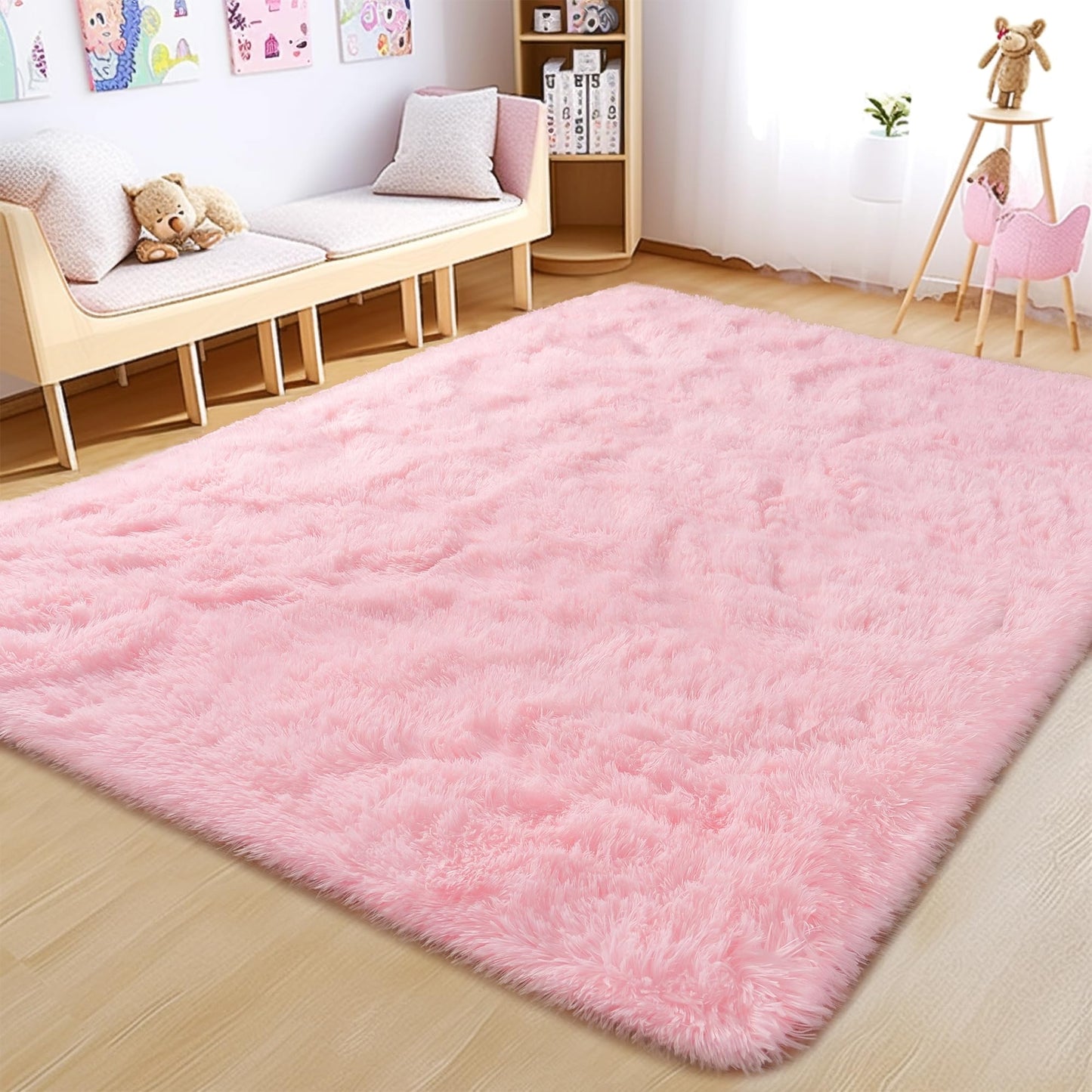 BSGIFT High Pile Rug, Grey, 160 x 230 cm, Shaggy Long Pile Fluffy Rug, Living Room, Modern Living Room Rug, Bed Rug, High-Pile Carpet, Non-Slip for Bedroom, Children's Room