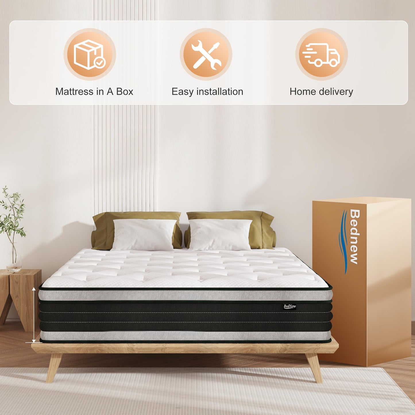 Mattress 180 x 200 cm, 30 cm Spring Mattress H3 Height 7-Zone Orthopaedic Pocket Spring Mattress with Comfort Memory Foam Layer, Oeko-Tex Certified, 101 Nights Trial Sleep