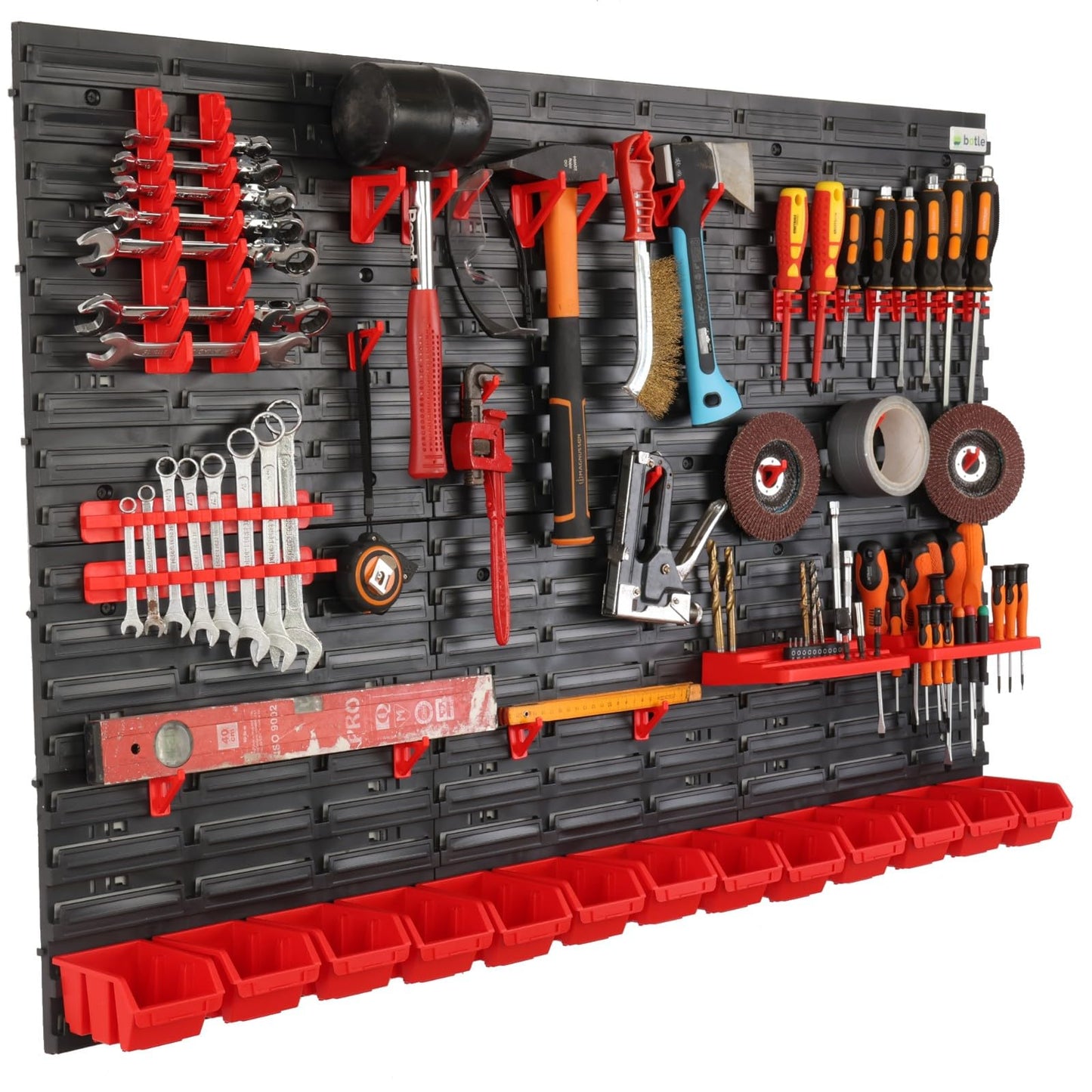 31-Piece Stacking Boxes Tool Wall 156 x 78 cm Set Tool Holder Wall Shelf Workshop Shelving Storage System Storage Box Extra Strong Wall Plates Shelf Expandable Storage Rack