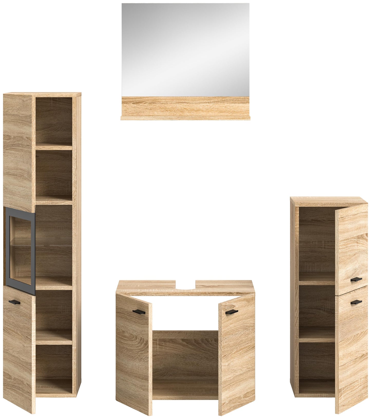 Boston Bathroom Cabinet, Standing Wall Cabinet, Hanging Cabinet, Wall Cabinet, Sonoma Oak Wood, Approx. 30 x 80 x 29 cm, Floor Standing/Hanging Mountable