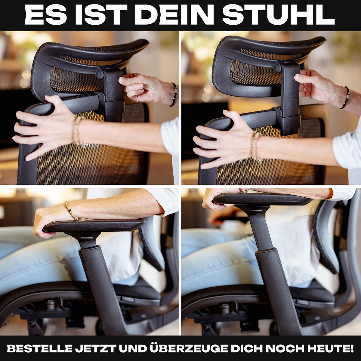 M2 Ergonomic Office Chair, Test Winner with Adjustable Armrest without Headrest for Maximum Freedom of Movement, Back-Friendly, Comfortable Desk Chair for Office and Home Office Chair