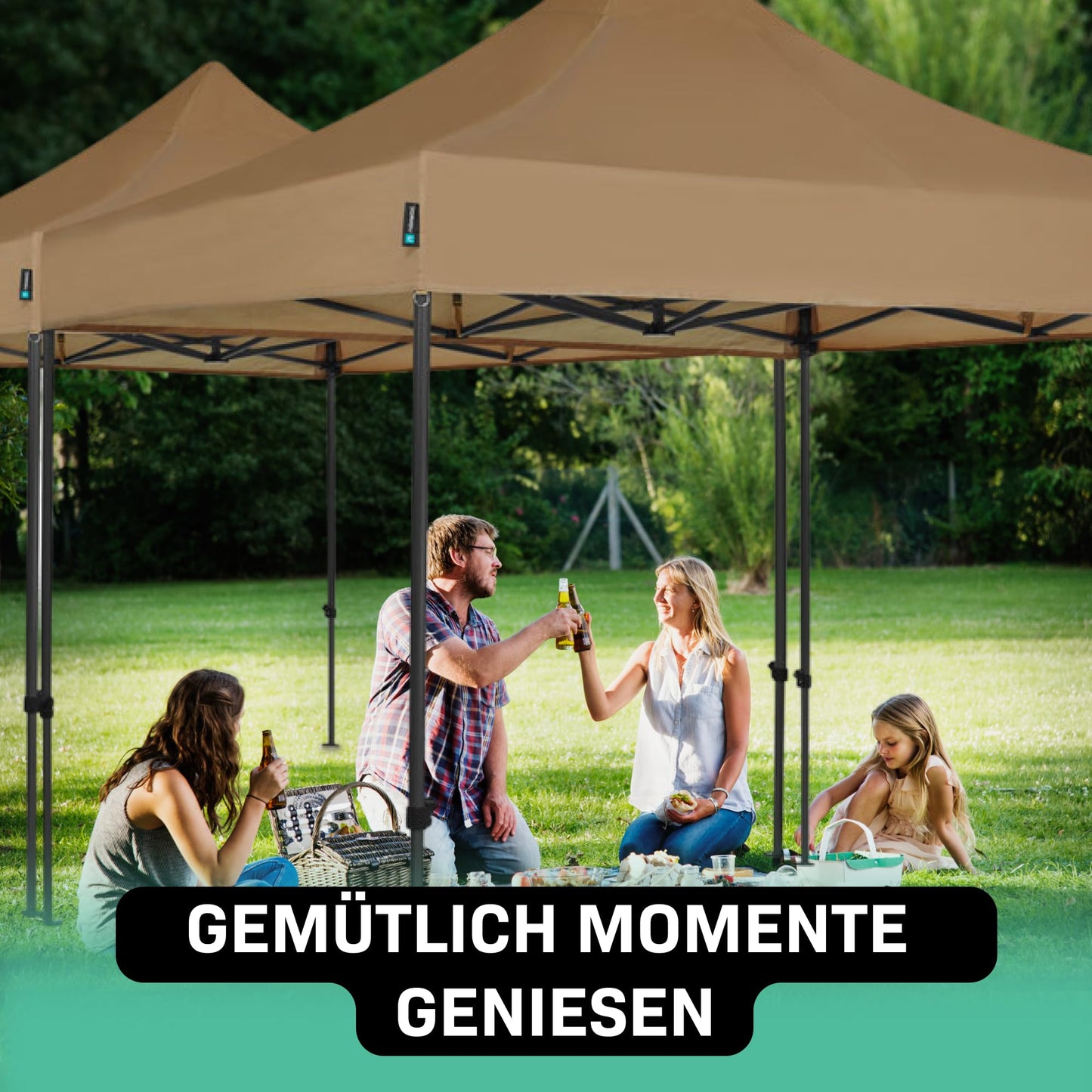 VONROC Gazebo 3 x 3 m Waterproof Stable – Party Tent EasyUp System [3Min Assembly] Pop-up Folding Gazebo Modular Expandable as Festival Tent, Garden Gazebo