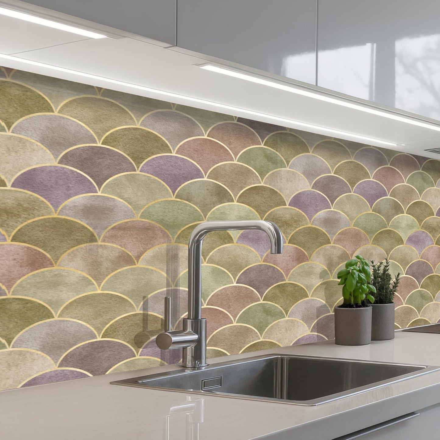 Splash Guard Kitchen Back Wall 60 x 80 cm Kitchen Washable Self-Adhesive Kitchen Wall Kitchen Front Kitchen Back Wall Protection Lavender - Purple - Flowers - Natural