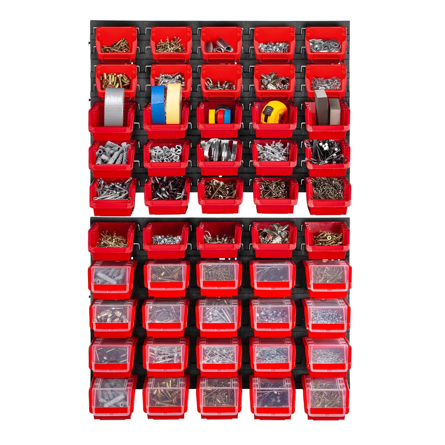 KADAX Workshop Wall Shelf, 58 x 78 cm Storage System Made of Robust Plastic, UV-Resistant Workshop Shelf, Expandable Wall Plates, Shed Rack for Garage (Black, 50 Pieces v2)