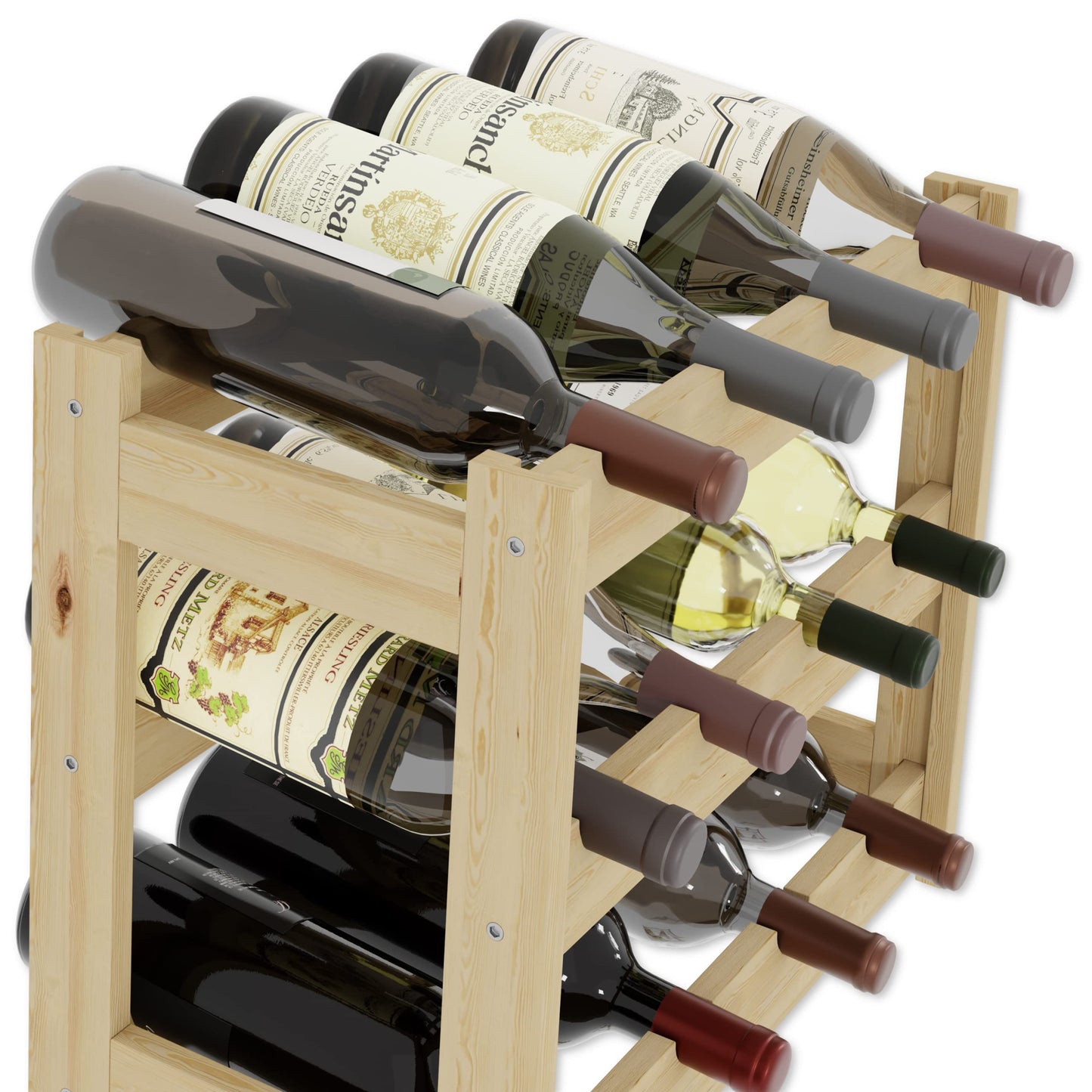 Lenmar, Wooden Wine Rack for Bottles, Natural, RW-1, Wine, Bottle Rack, Cellar Rack, Shelves, Bottle Holder (Natural, RW-1-42, 102 x 63 x 25, Brown, Holds 42 Bottles)