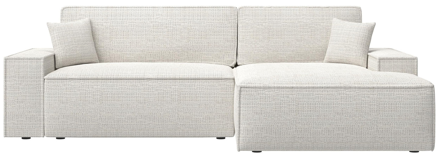 Selsey Sofa Corner Sofa Bed Couch with Storage Space Sleep Function Easy Care Polyurethane Foam L Shape Right Farese Beige Corduroy Look