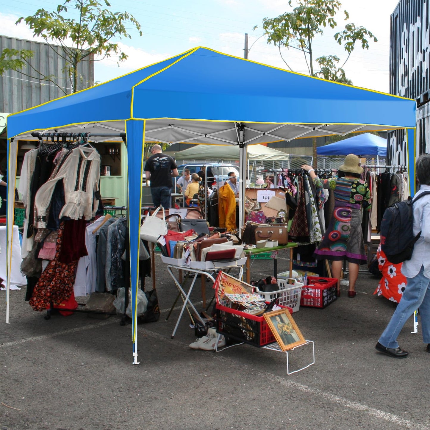 COBIZI Pavillon 3x6,Faltpavillon 3x6 Wasserdicht Stabil Winterfest, Sofort aufklappbare Vordächer Outdoor Gartenzelt mit 6 Seitenteilen, für Party Garten Festival, Weiß