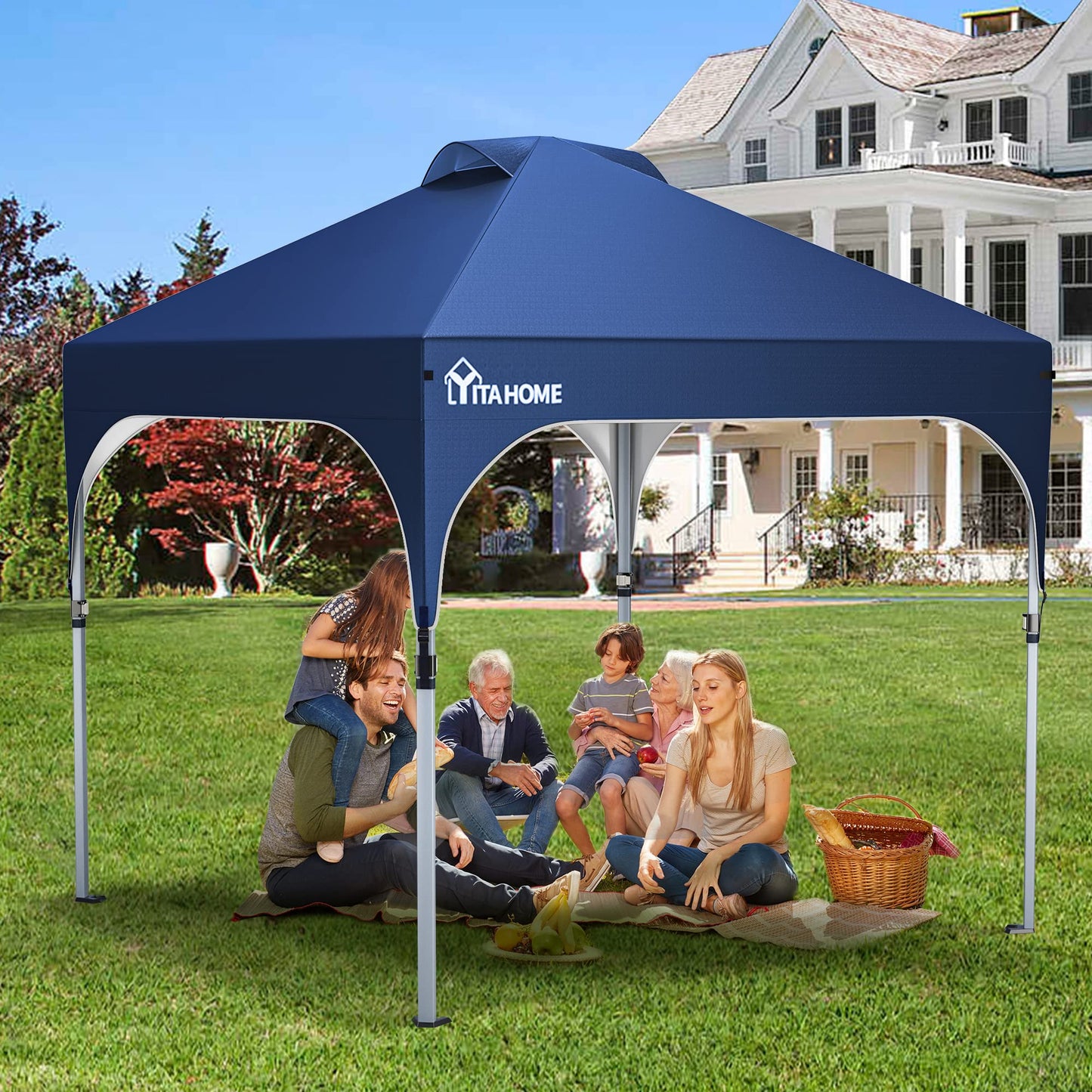 YITAHOME 3X3Meter wasserdichte Pavillon Faltpavillon, Faltbarer Stabil Pop up Pavillon Outdoor Anti-UV Gartenpavillon Höhenverstellbarfür Alle Jahreszeiten Für Märkte Pool Festival, Schwarz