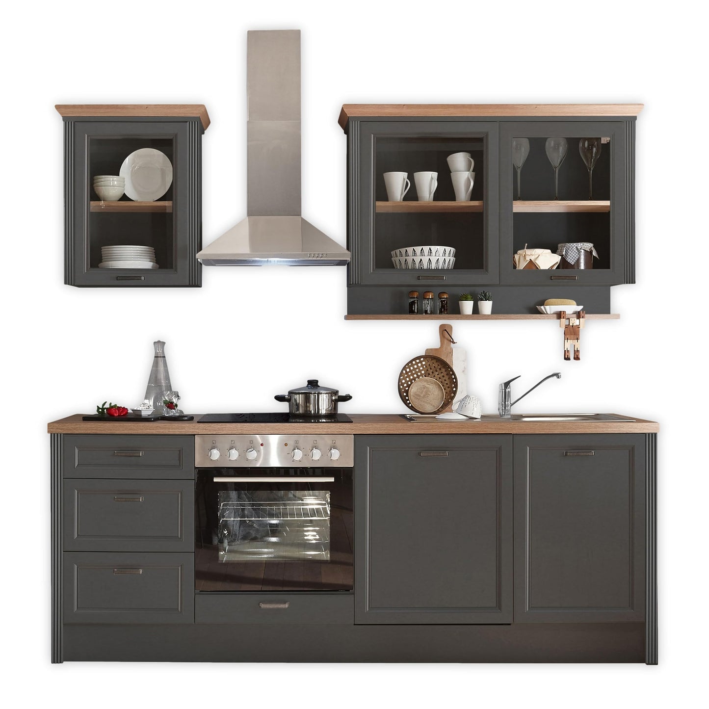 Jasmin Modern Kitchen Unit without Electrical Appliances in Light Pine Artisan Oak Look - Spacious Fitted Kitchen in Country House Style - 344 x 228 x 60 cm (W x H x D)