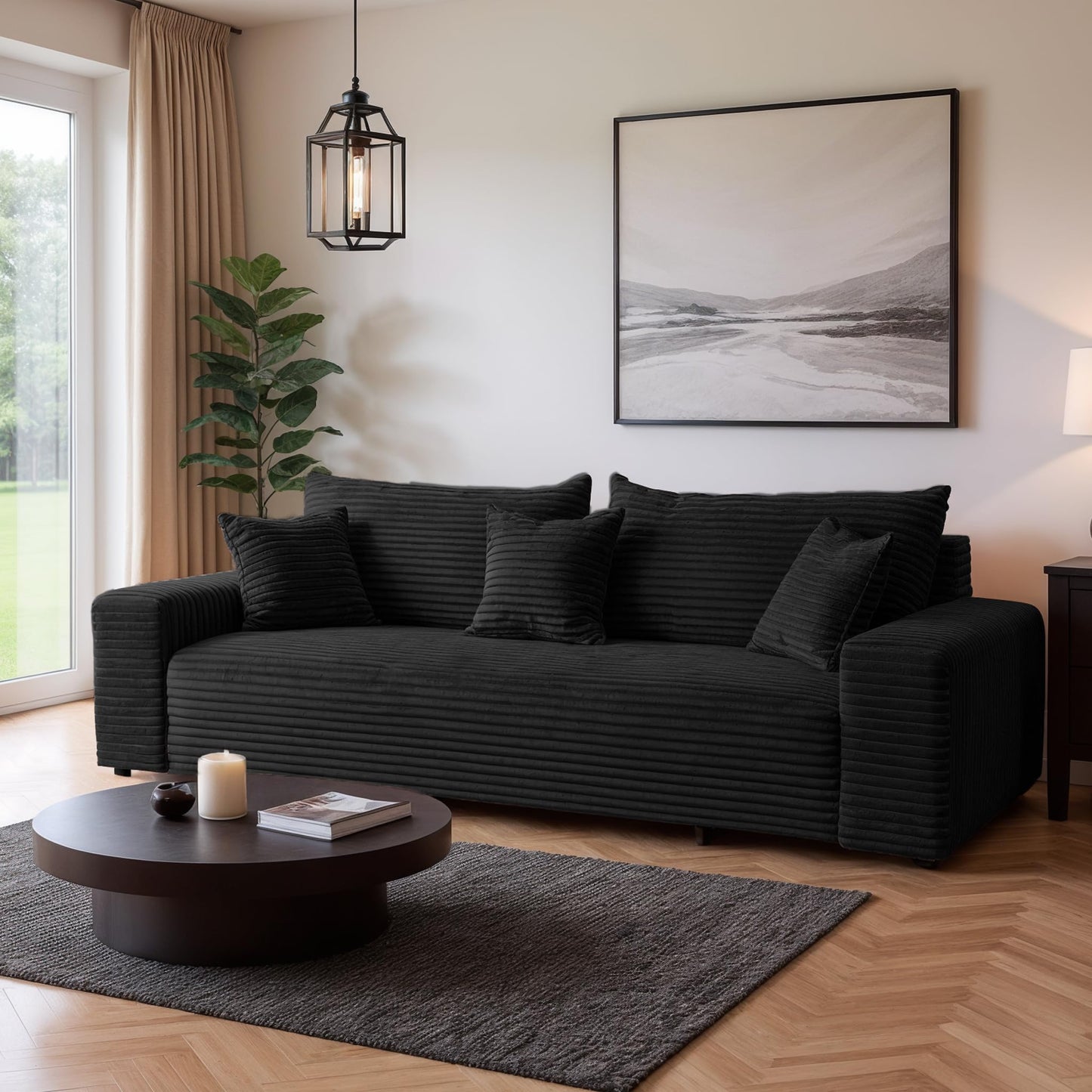 Cordo Sofa Bed 265 x 150 cm with Bed Box - Cord Sofa TILIA Wide Corduroy, SoftTouch Comfort, Nosage Spring, Removable Cushions, Easy Clean & Pet Friendly (Bronze)