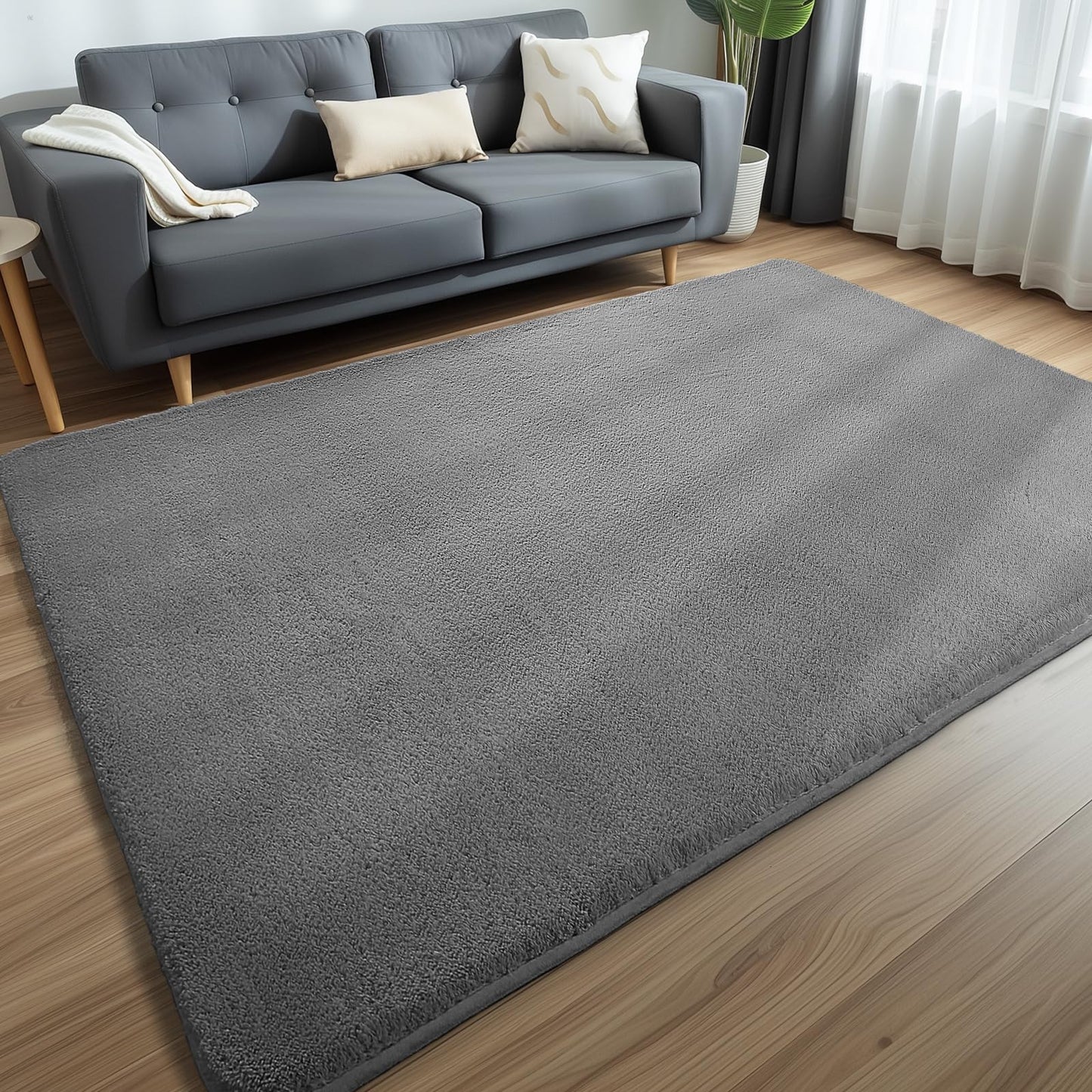 Sour Lemon Teppich Wohnzimmer 240x300, Kinderzimmer Mädchen Junge Schlafzimmer Grau, Kurzfloriger Weicher Wohnzimmerteppich, Flauschig, Waschbar