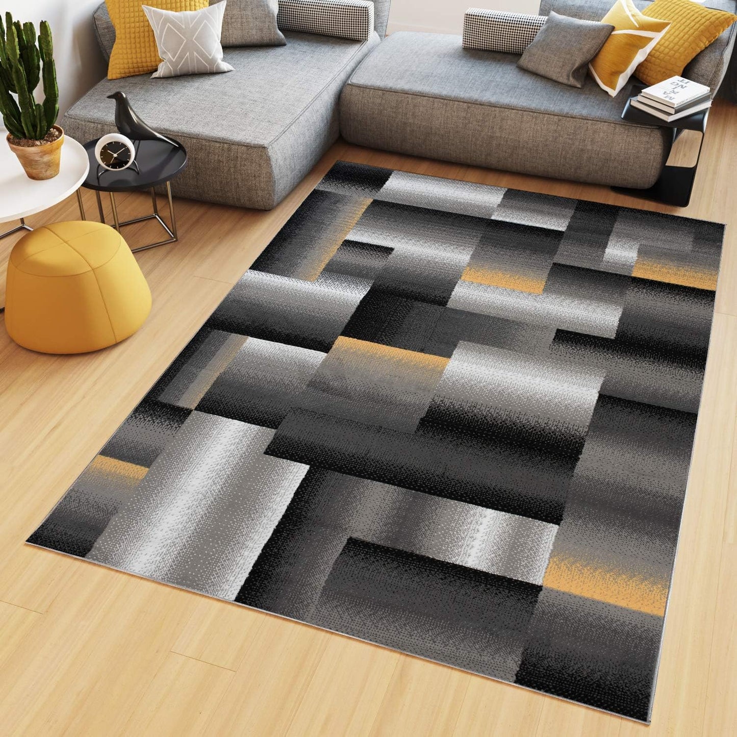 TAPISO Maya Kollektion Teppich Kurzflor Modern Grau Weiß Dunkelgrau Schwarz Blau Meliert Figuren Design Wohnzimmer Schlafzimmer Jugendzimmer ÖKOTEX 120 x 170 cm