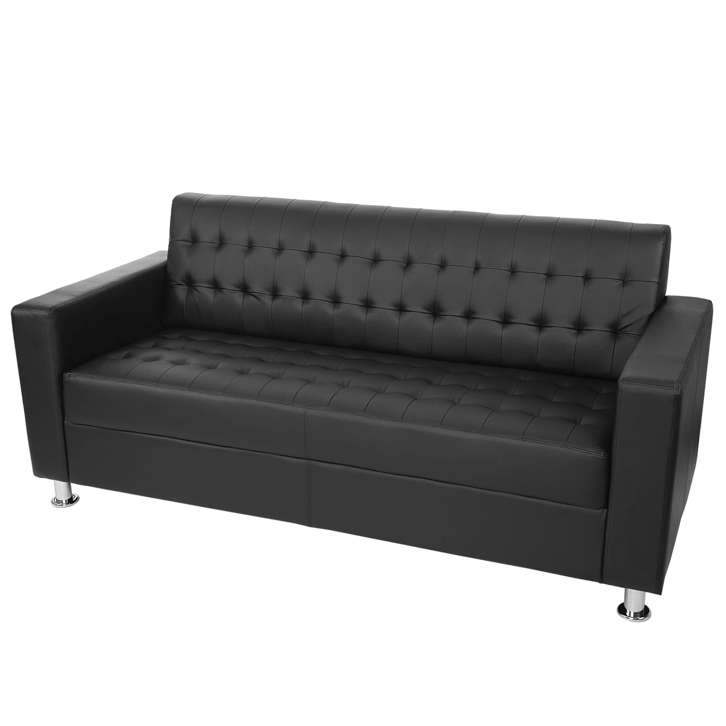 3-1-1 Sofagarnitur Kunda, Couch Loungesofa Kunstleder, Metall-Füße - schwarz