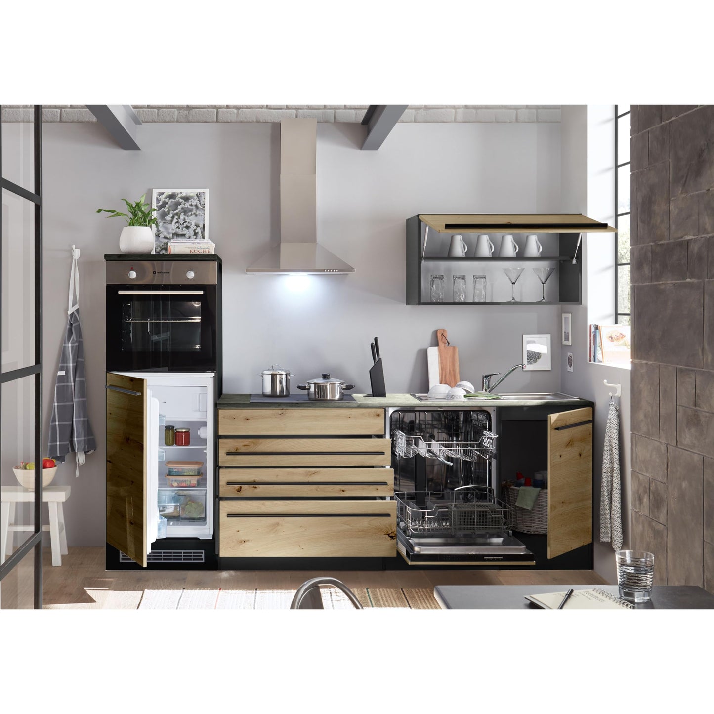 Jazz 84-131-18 Kitchen Unit without Appliances Approx. 260 x 200 x 60 cm Black