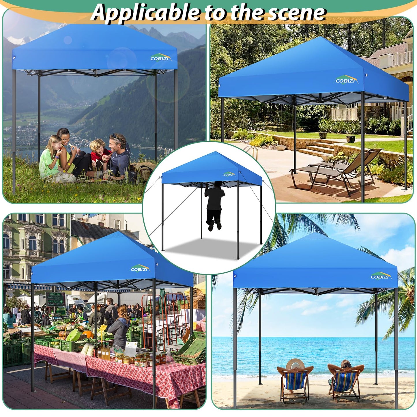 COBIZI Pavillon Faltpavillon 3x3 wasserdicht stabil Winterfest,Outdoor faltbar partyzelt，gartenpavillon mit 4 Seitenteilen und 4 Sandsack und Laufradtasche, Schwarz