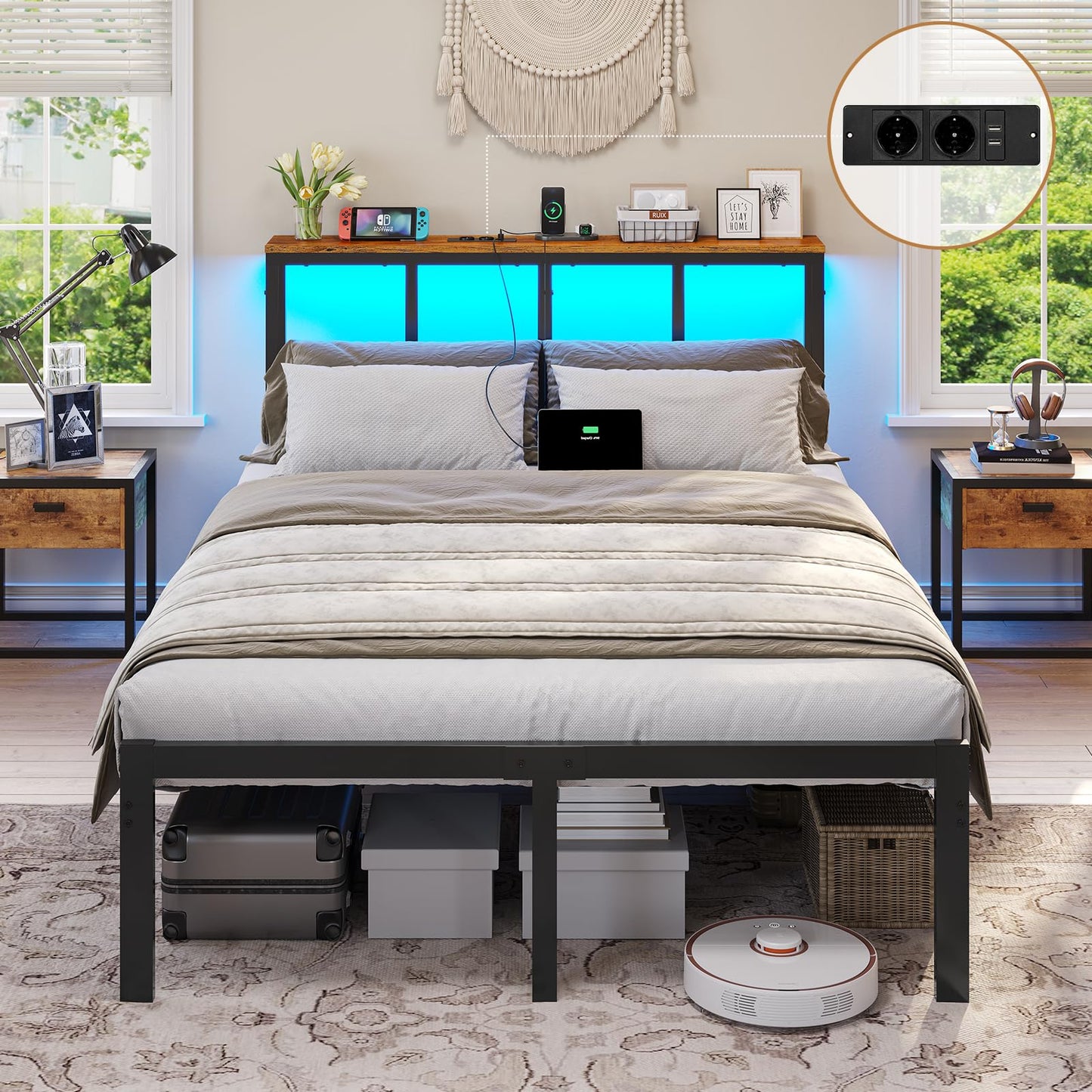 Brinlawb Bed 180 x 200 cm with Metal Slatted Frame