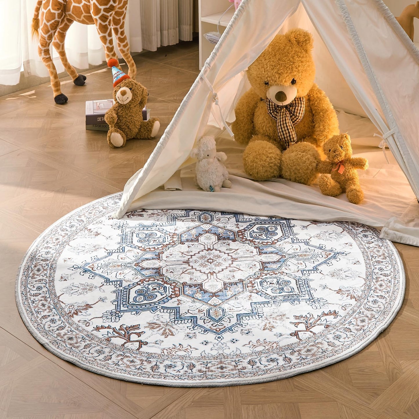 OPPODREAM Soft Area Rugs 4x6, Low-Pile Washable Rugs 4x6 with Non Slip Backing, Faux Cashmere 4 x 6 Throw Carpet, Purple