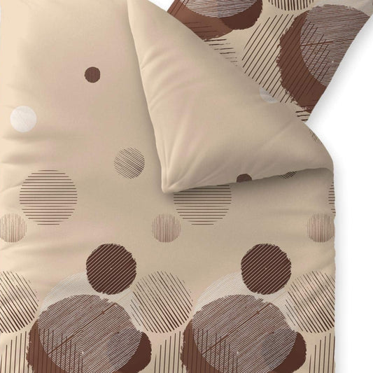 CelinaTex Touchme Flannelette Bed Linen, 135 x 200 cm, 2-Piece Cotton Duvet Cover Set, Bedding Set for Summer and Winter, All Year Round, Easy Care, Filia Dots, Beige/White/Grey/Anthracite
